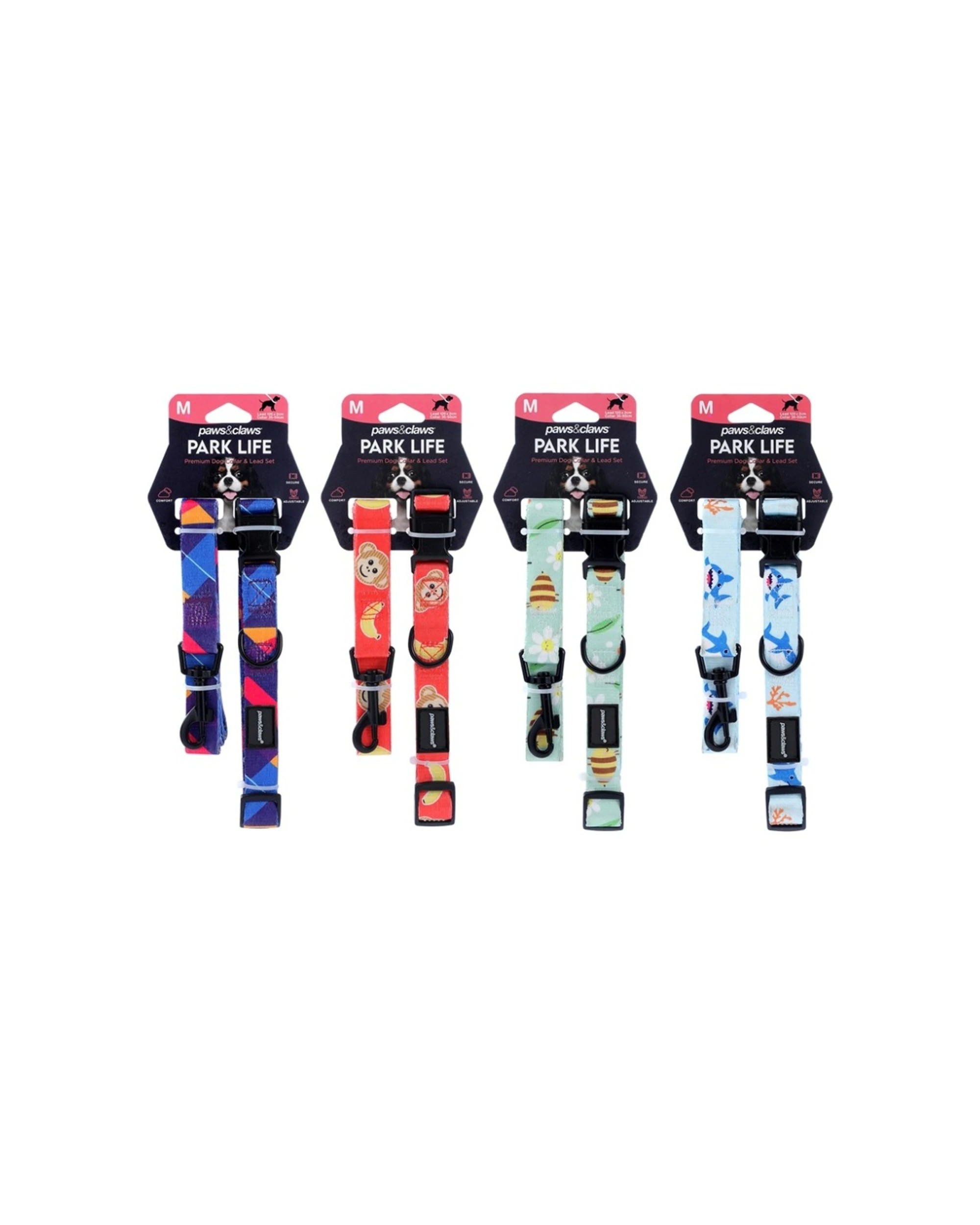 3 Paws & Claws 3PK Pet Dog Collar Lead Set Medium - Assorted, 3 of 7