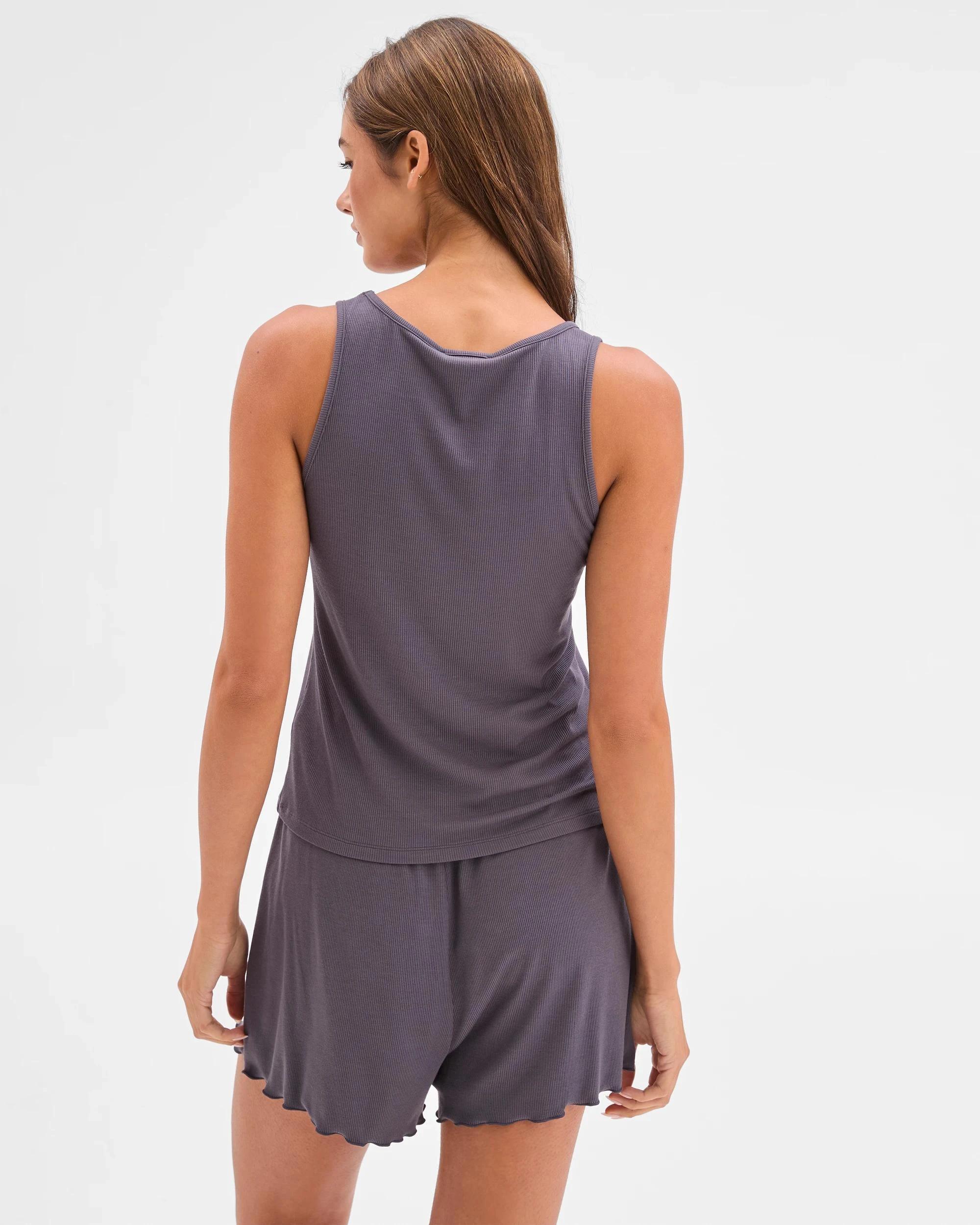 6 Lily Loves Ribbed Sleep Tank Top CHARCOAL, 6 of 6