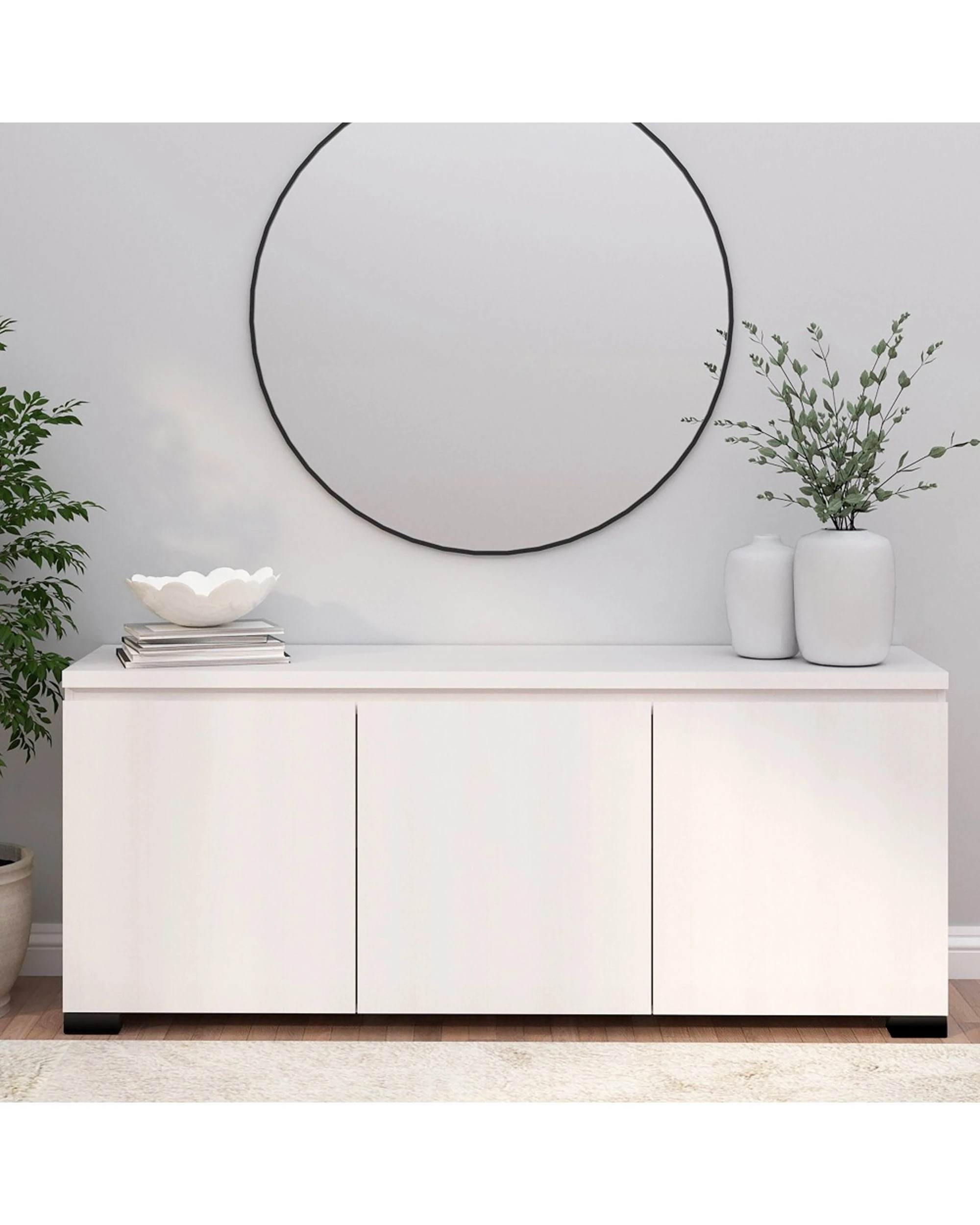 2 Alpine Bay Elara 3 Door Buffet Wood-Look Scratch Resistant Storage - White, 2 of 6