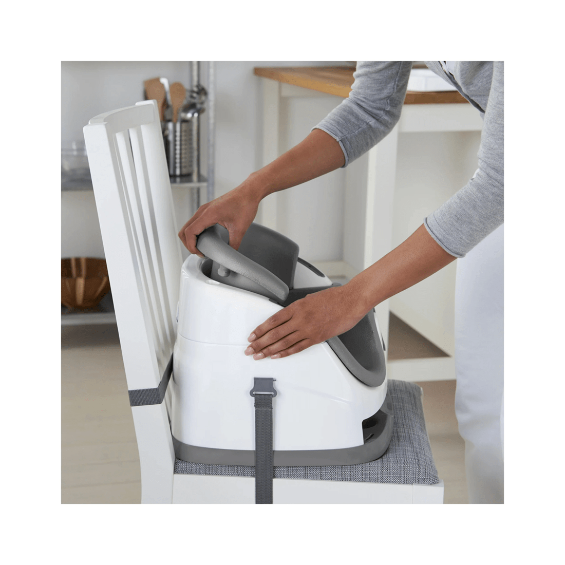 1 Ingenuity Baby Base 2-in-1 Baby High Chair Booster Seat Slate 6-36 Months.
 - Grey, 1 of 2