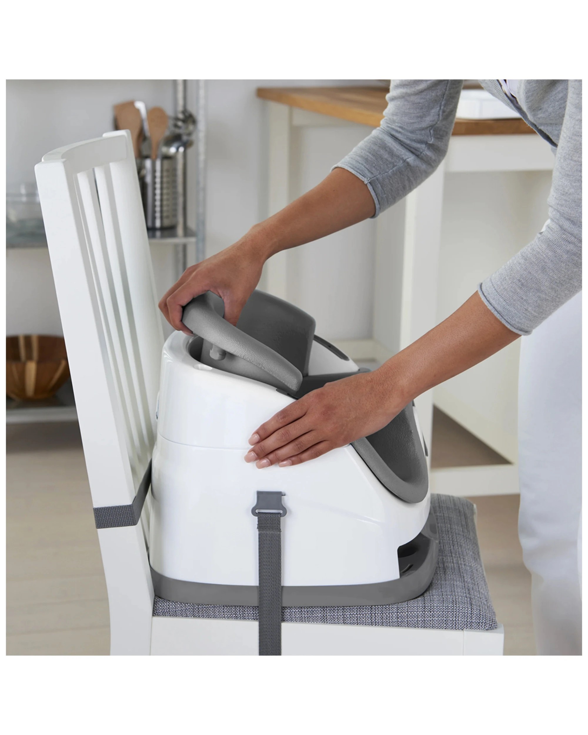 1 Ingenuity Baby Base 2-in-1 Baby High Chair Booster Seat Slate 6-36 Months.
 - Grey, 1 of 2