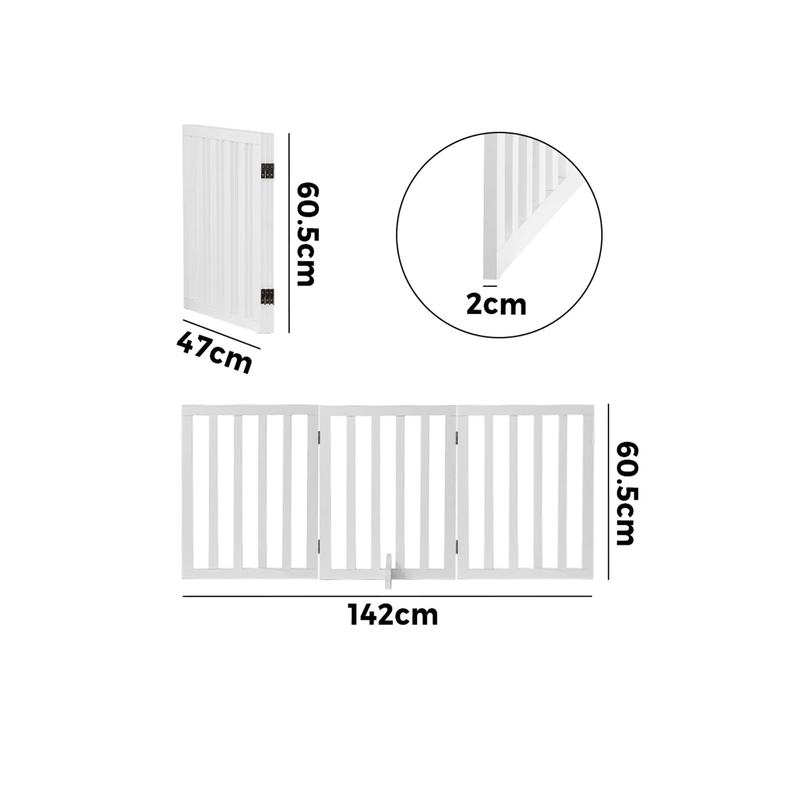 7 Alopet Wooden Pet Gate Dog Fence Safety Stair Barrier Security Door 3 Panels - White, 7 of 10