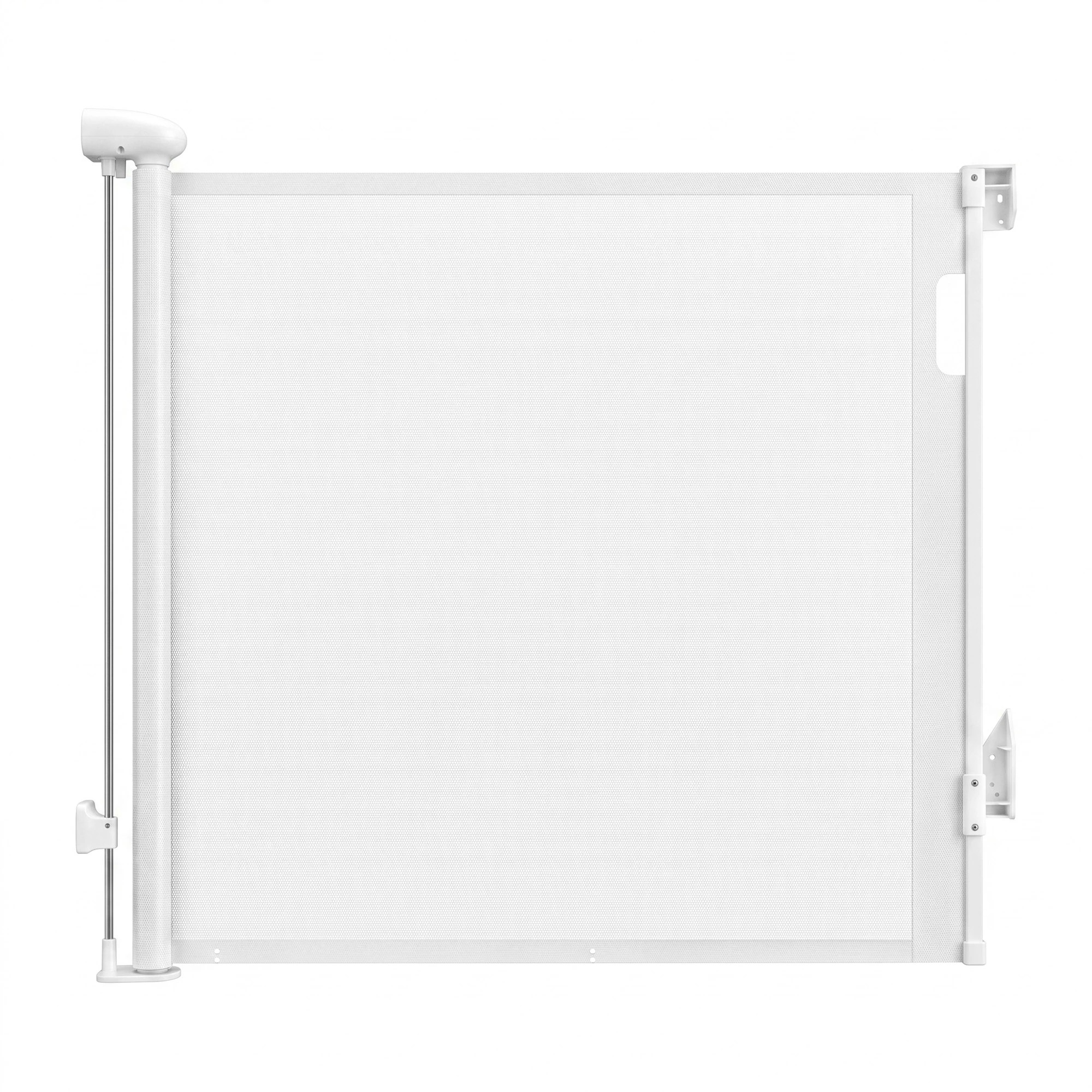 1 Keezi Retractable Gate Extends up to 140cm Baby Gate Pet Safety Fence White - White, 1 of 8