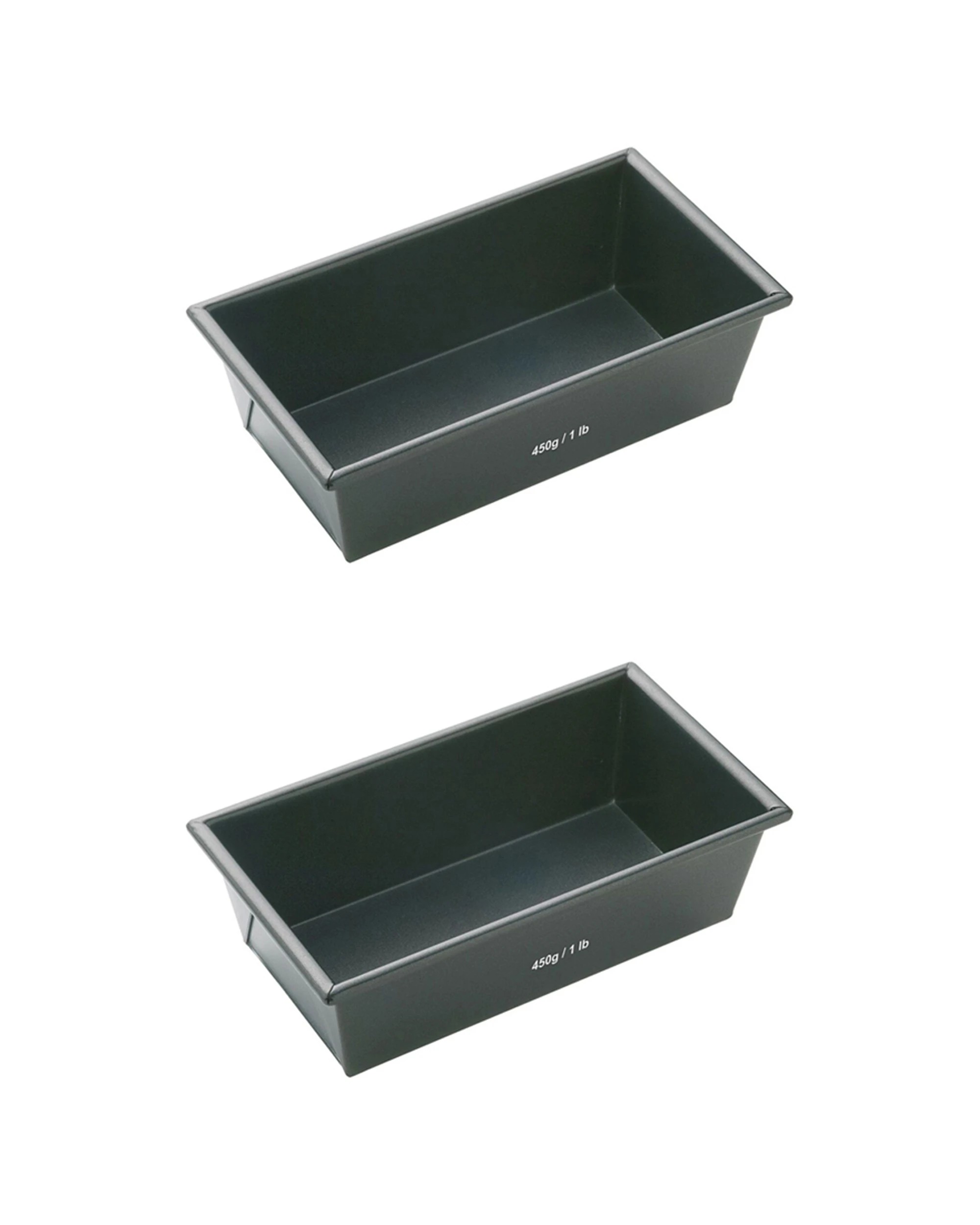 1 Mastercraft 2x 15x9cm Heavy Base Non-Stick Box Sided Loaf Bread Pan - Black, 1 of 1