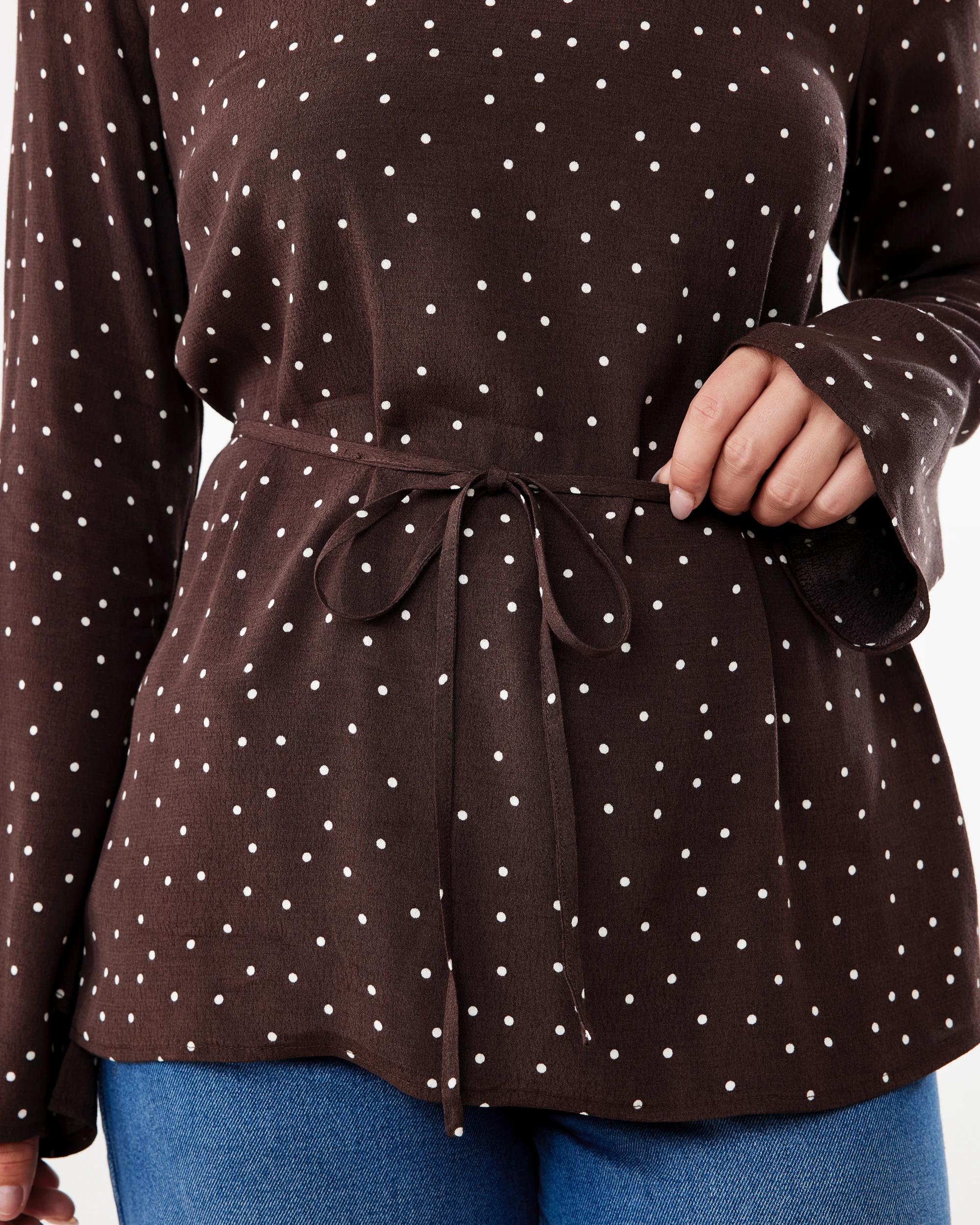 6 Long Sleeve Tie Waist Top Midspot Br, 6 of 6