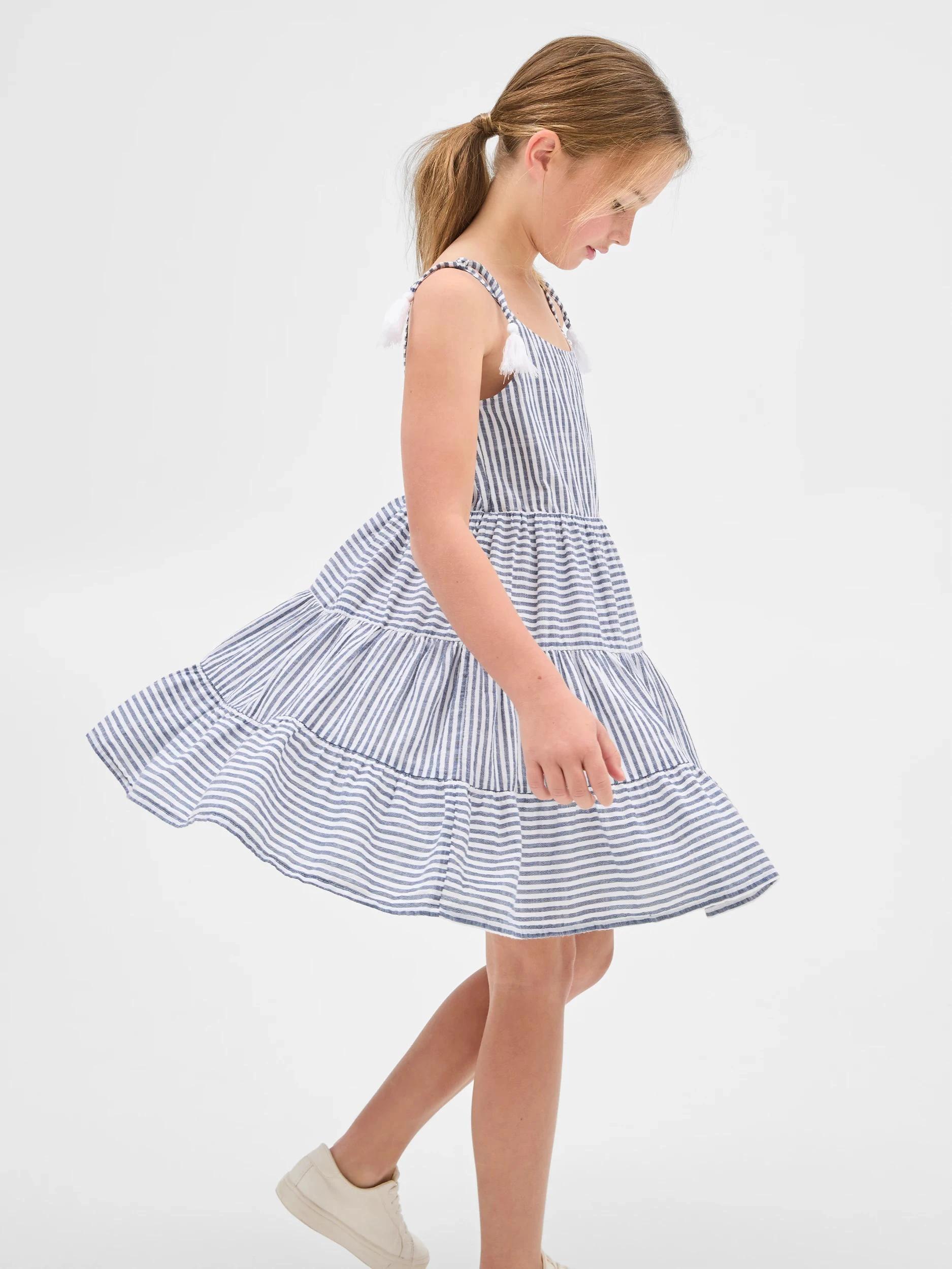 4 Target Woven Tiered Trextured Dress VINTAGE INDIGO STRIPE, 4 of 6