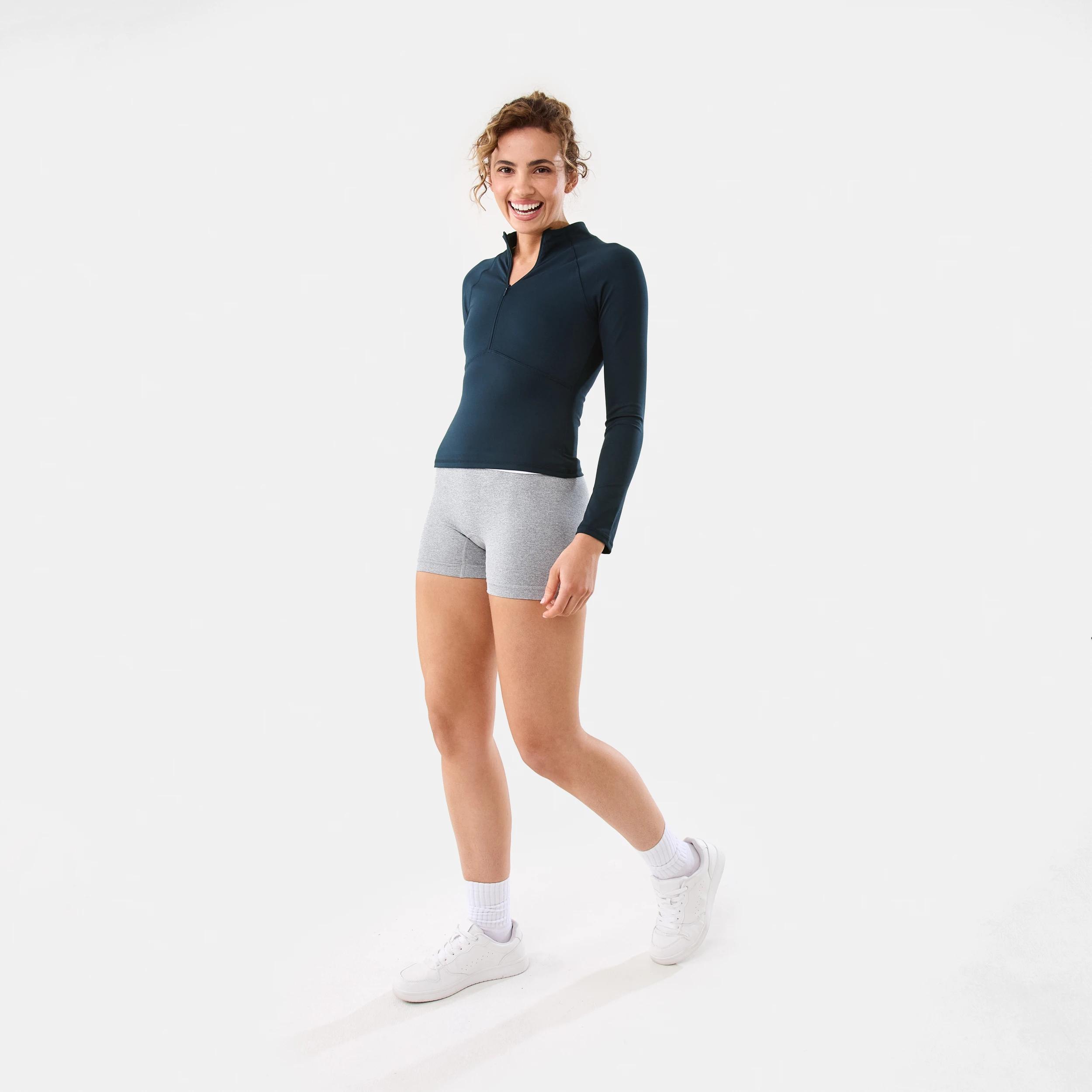 3 Active Womens Long Sleeve 1/4 Zip Ultrasoft Top SHADE NAVY, 3 of 6