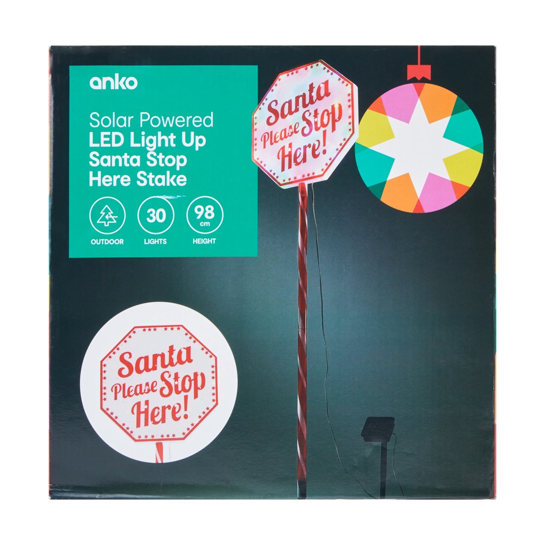 7 Solar LED Light Up Santa Stop Here Stake, 7 of 8