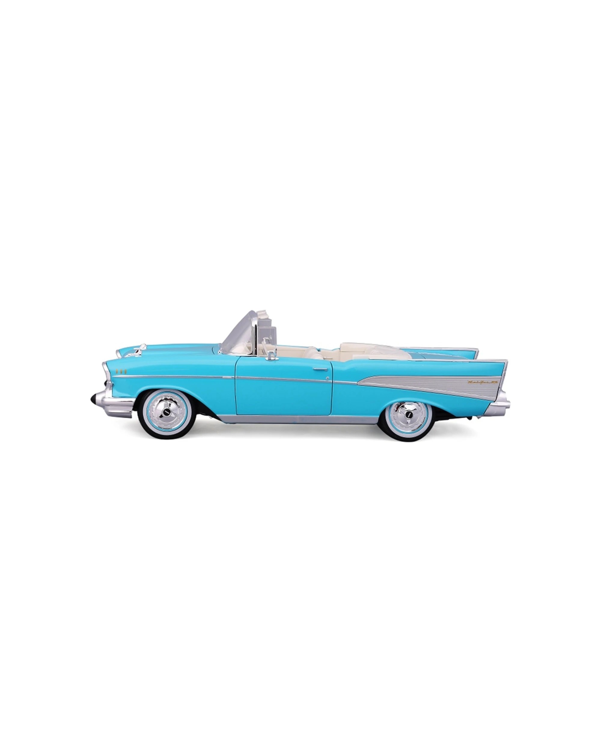 6 Maisto 1957 Chevrolet Bel Air Convertible Diecast Model Car Replica - Blue, 6 of 8