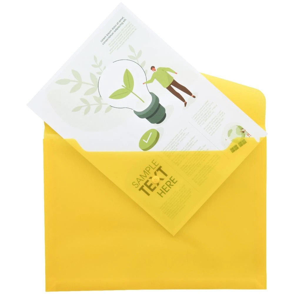 4 J.Burrows A4 Button Document Wallet Yellow, 4 of 5