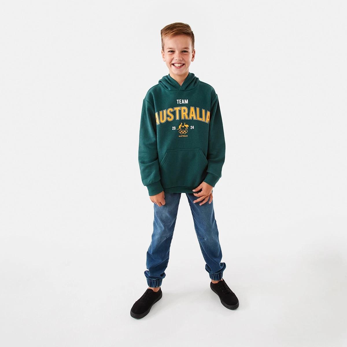 6 Active Kids Olympics Team Aus Youth Hoodie Oz Green, 6 of 9