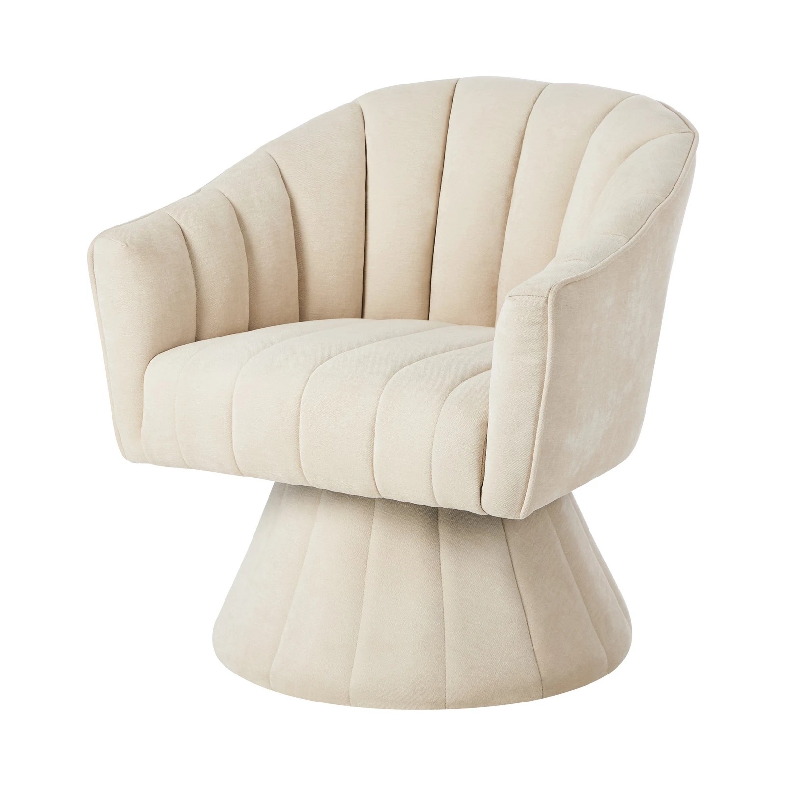 7 Oikiture 2x Swivel Armchair Linen Fabric Lounge Chair Accent Chair - Beige, 7 of 10
