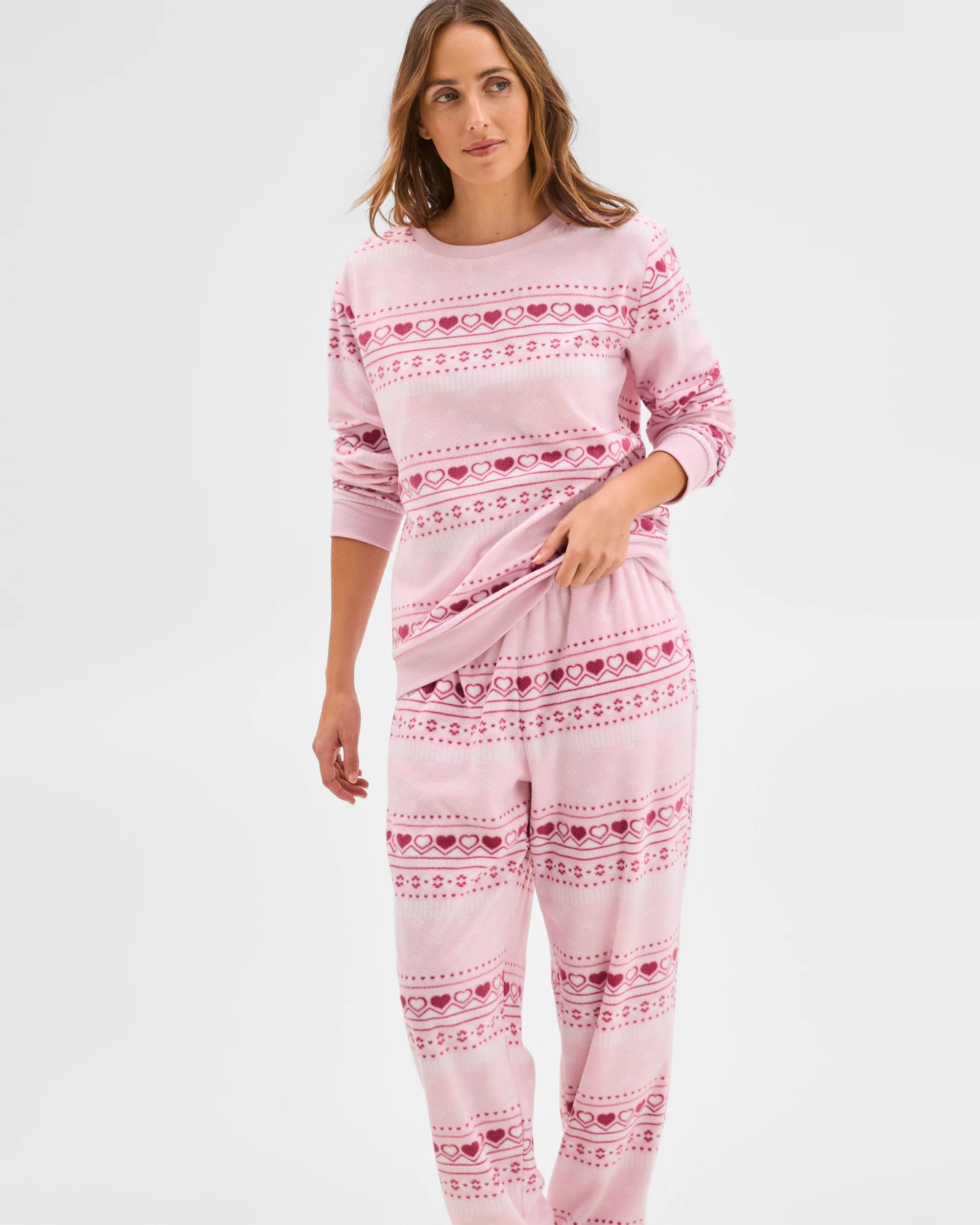 6 Target Woman Micro Fleece Long Sleeve Pyjama Top FAIRISLE PINK, 6 of 7