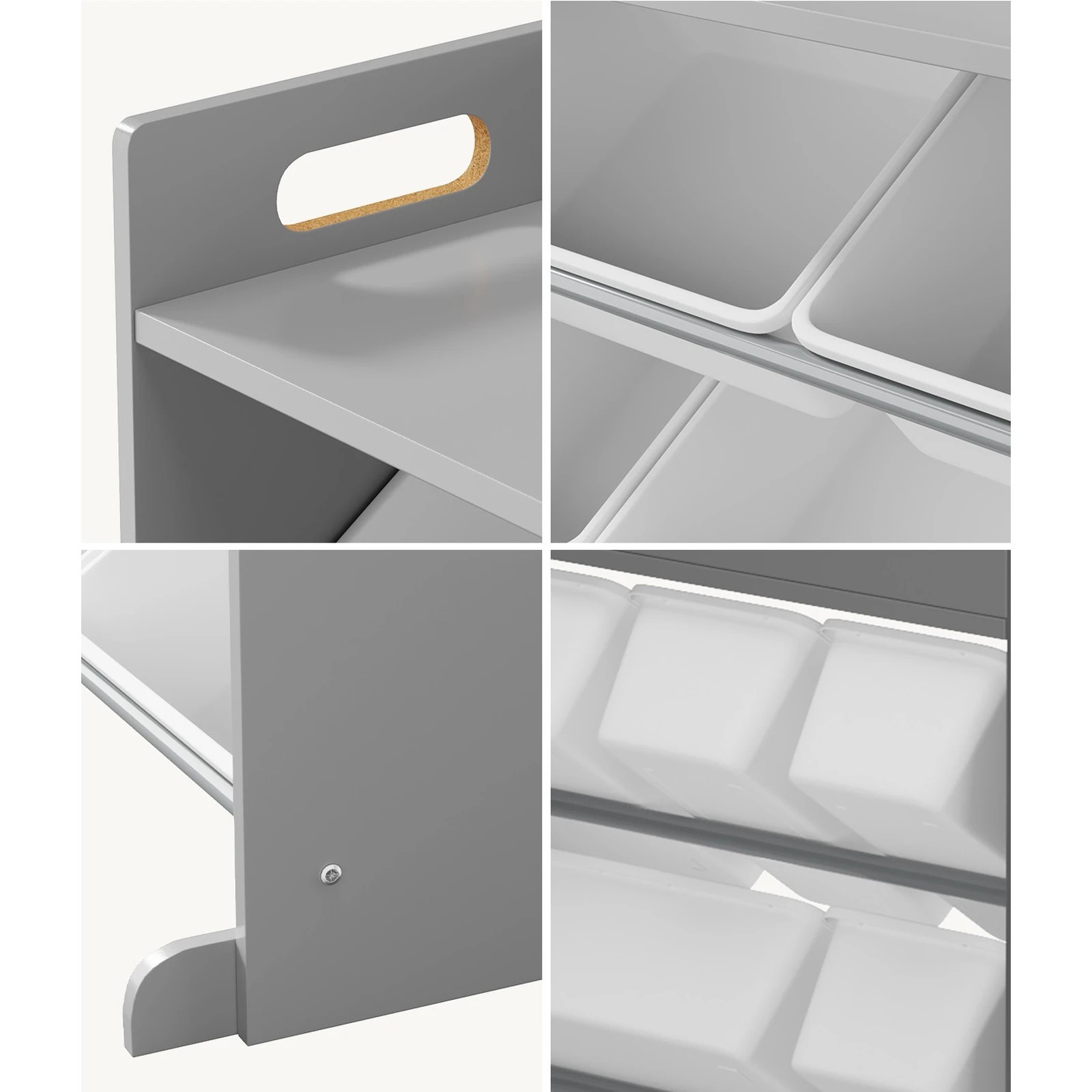 4 Oikiture 9 Bins Kids Toy Box Bookshelf Storage Organiser Display Shelf - Grey, 4 of 9