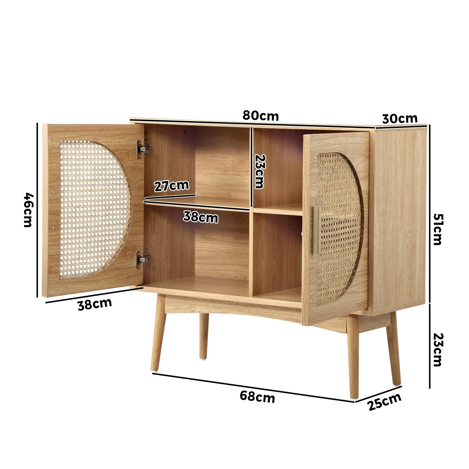 9 Oikiture Buffet Sideboard Rattan Storage Cabinet
 - Natural, 9 of 10