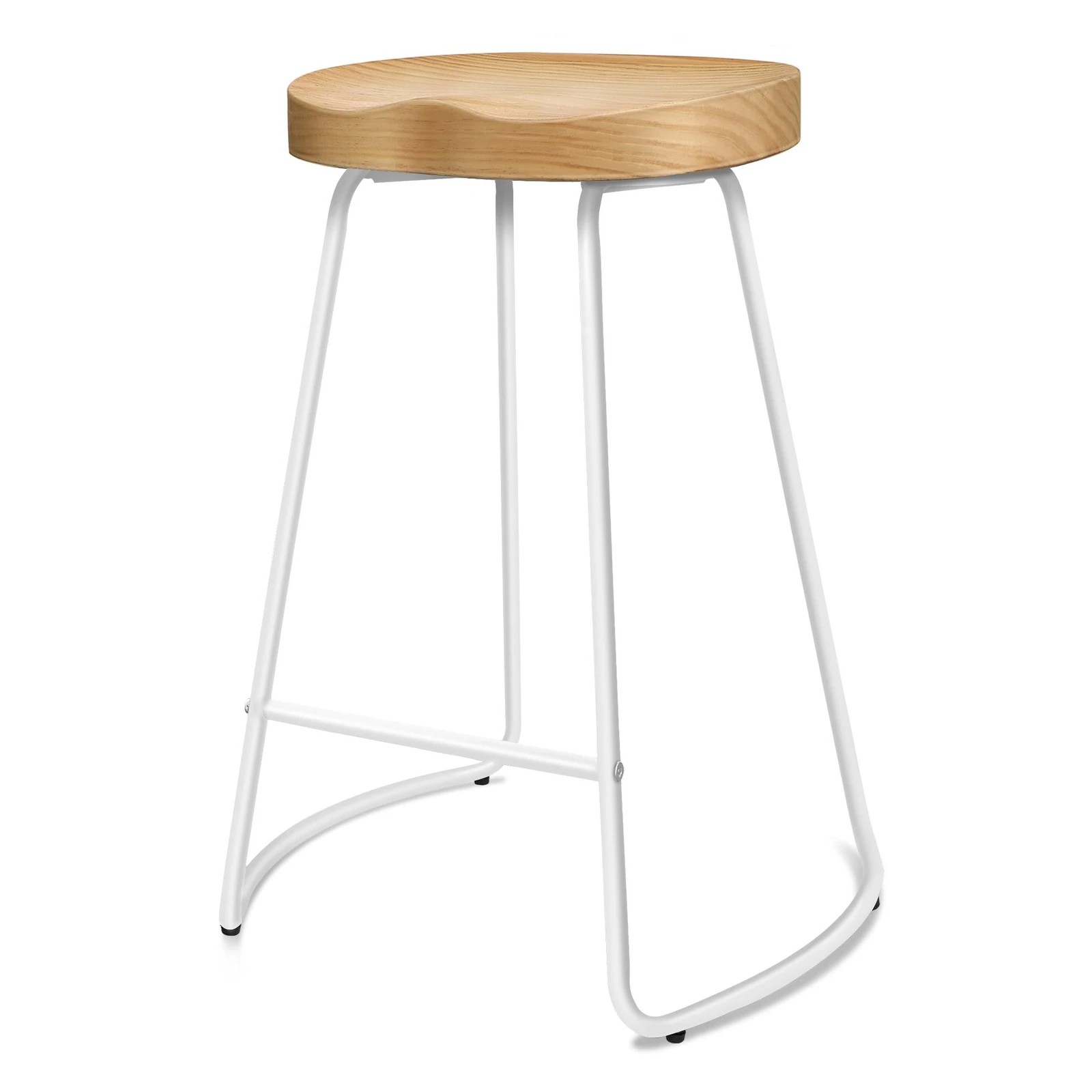 4 Alfordson 4x Bar Stools 65cm Tractor Kitchen Wooden Vintage Chair - Natural, 4 of 10