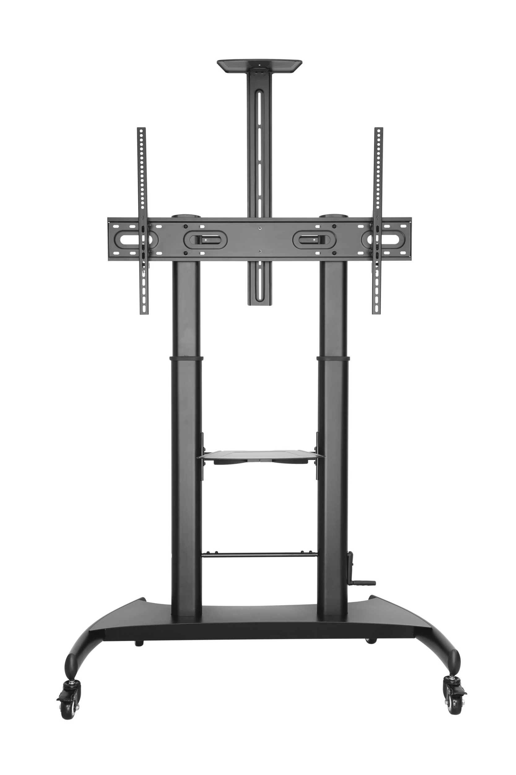 2 Brateck Large Screen Telescopic Steel TV Cart w/ Crank Handle - Black, 2 of 5