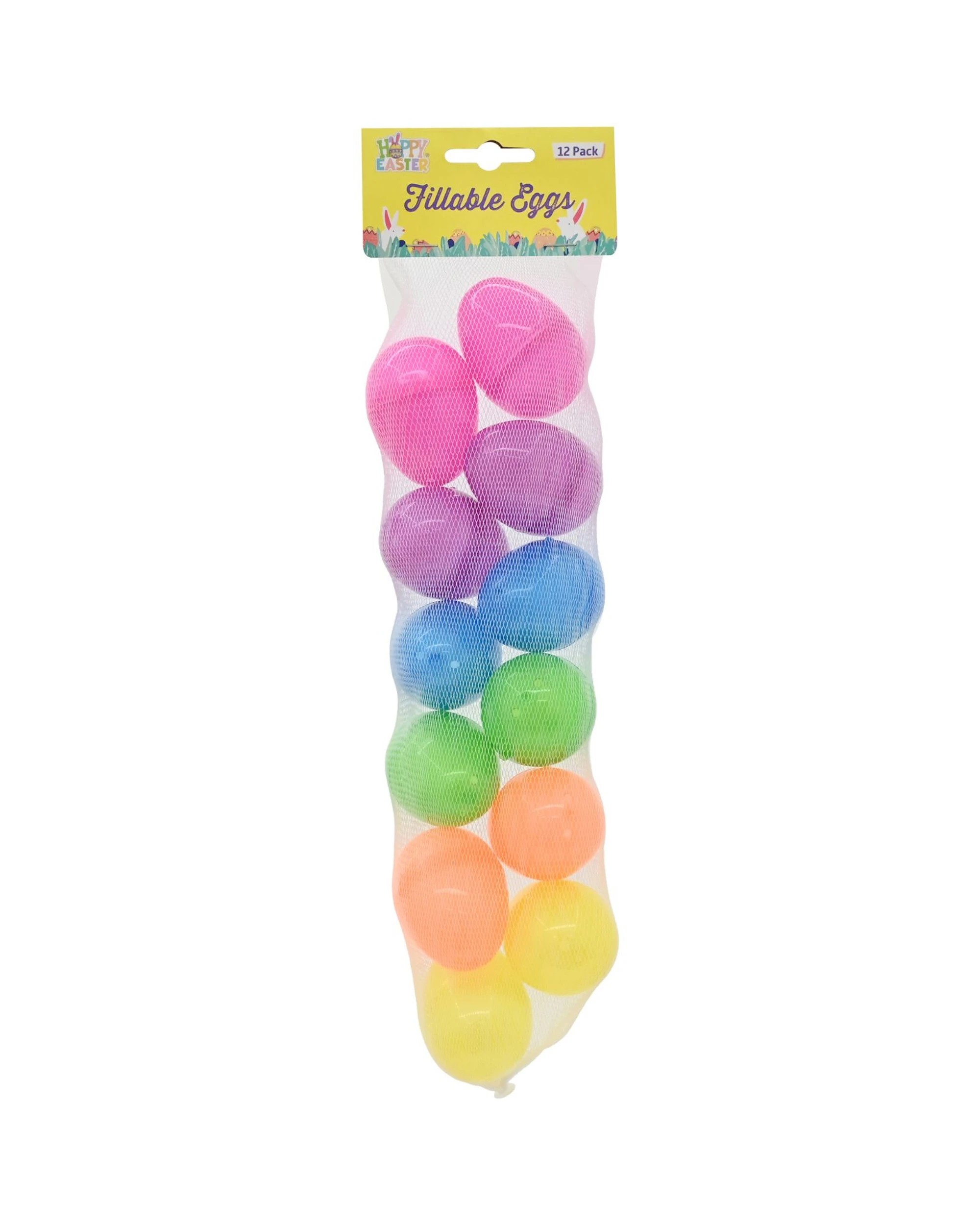 4 Uncle Bills Pack of 12 Coloured Fillable Plastic Eggs 6cm - Multi, 4 of 4