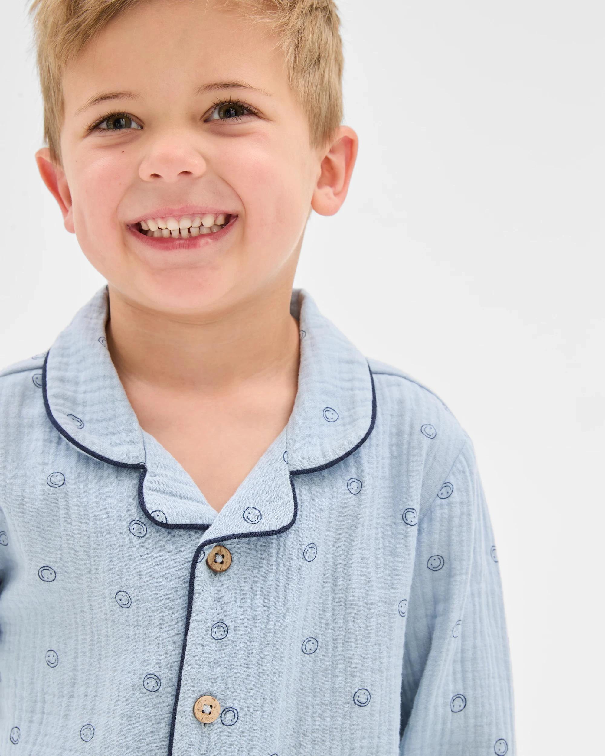 4 Target Kids Australian Cotton Younger Boys Double Cloth Woven Pyjama Set FACE, 4 of 8
