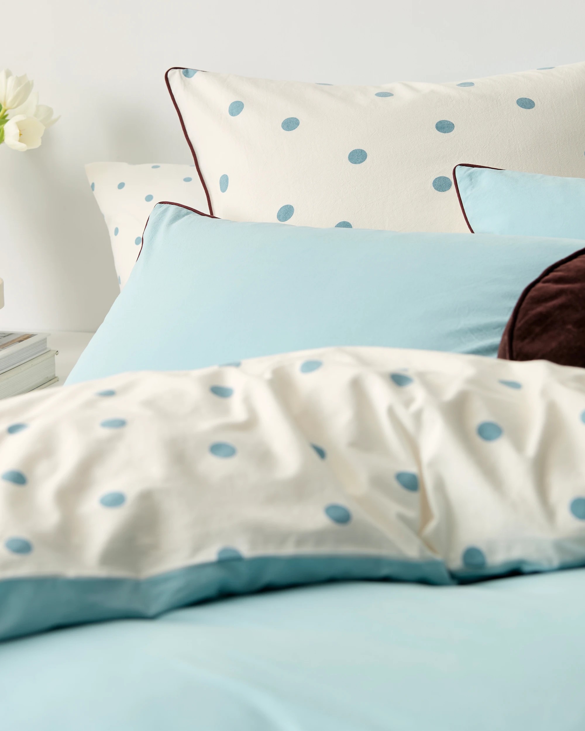 6 Arlo Polka Dot Stonewash Cotton Quilt Cover Set - Super King Bed - Blue, 6 of 10