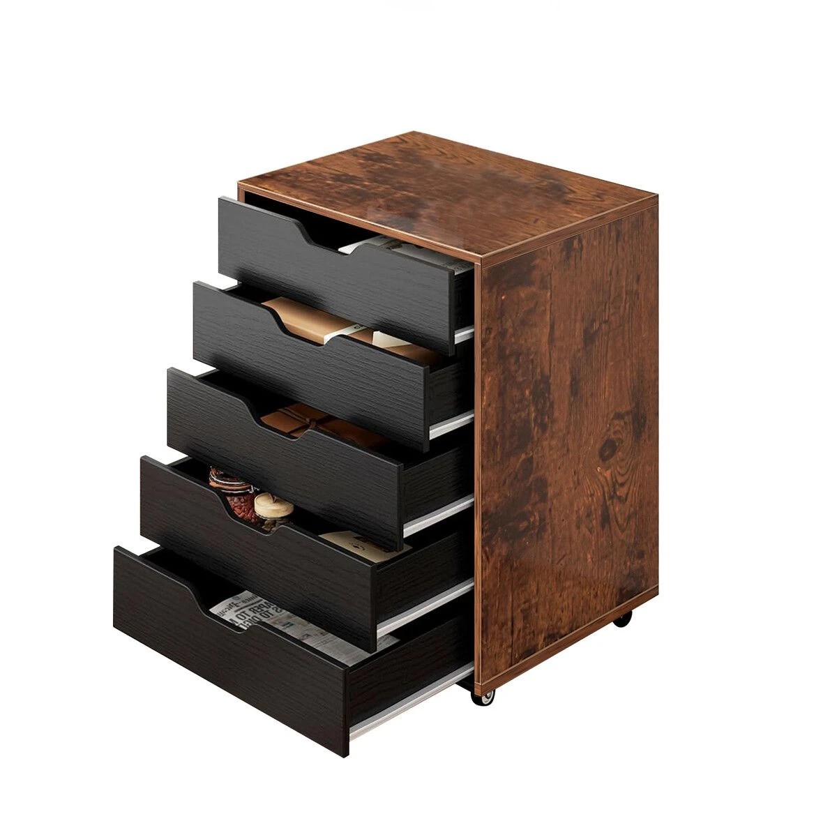 2 Ausway 5 Drawer File Cabinet Mobile Filing Document Organiser, 2 of 5