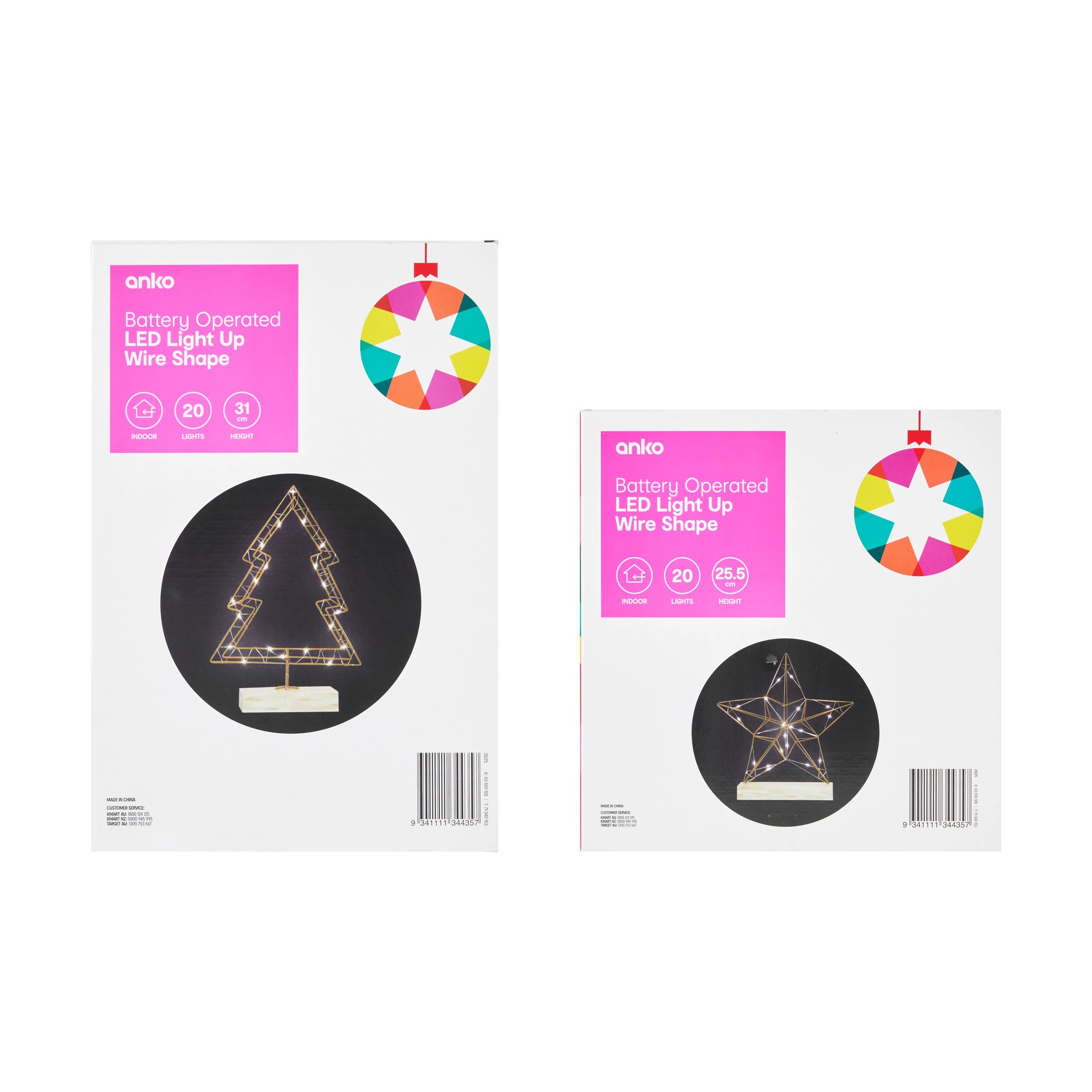 7 Battery Operated LED Light Up Wire Shape - Assorted, 7 of 7