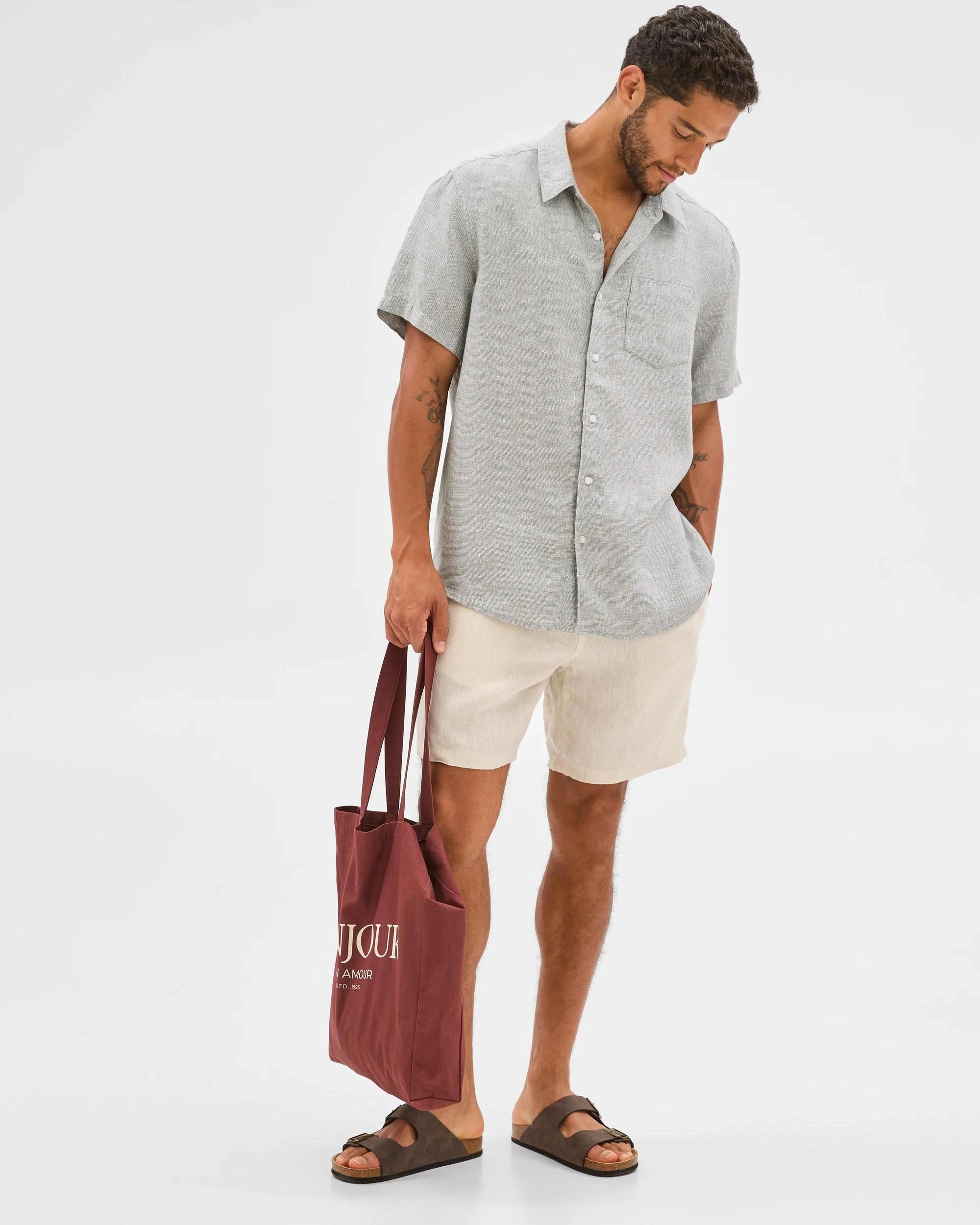 1 Target European Linen Textured Shirt KHAKI, 1 of 5