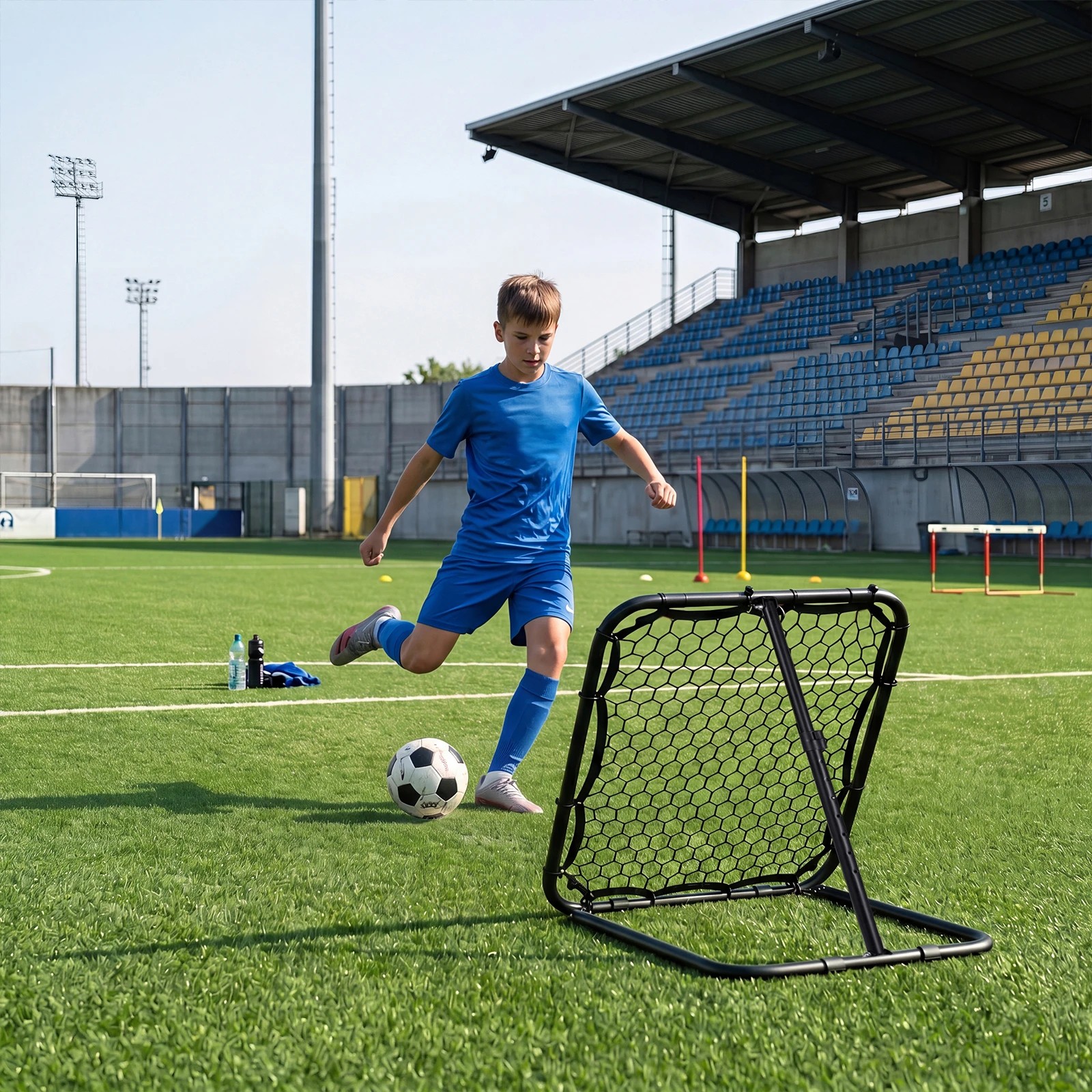 3 Costway 101x101cm Football Rebounder Kickback Rebound Net w/7 Adjustable Angle, 3 of 3