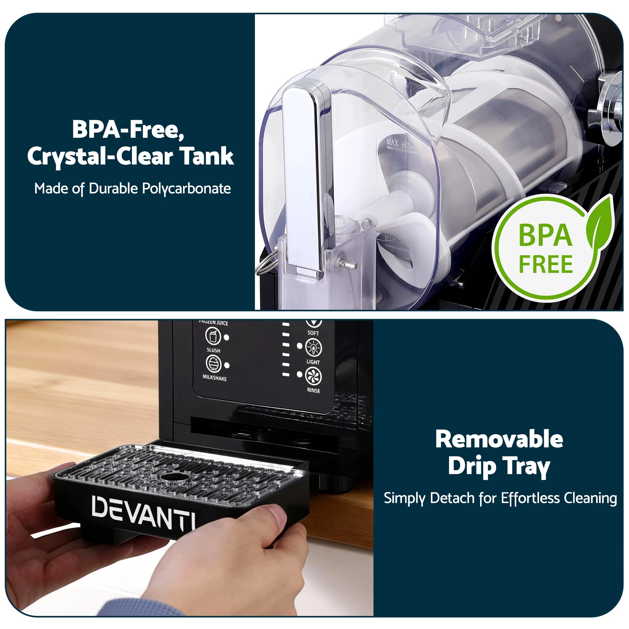 6 Devanti 1.8L Slushie Machine Maker Frozen Smoothies Milkshakes - Black, 6 of 8