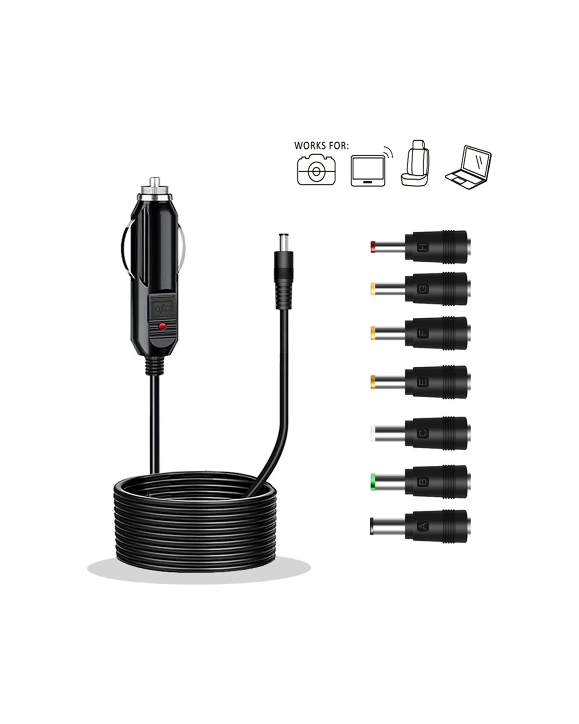 2 Sansai 12V 24V 8A 1.5m Car Charger To DC Connector 7 Plug Adapter Heads - Black, 2 of 3