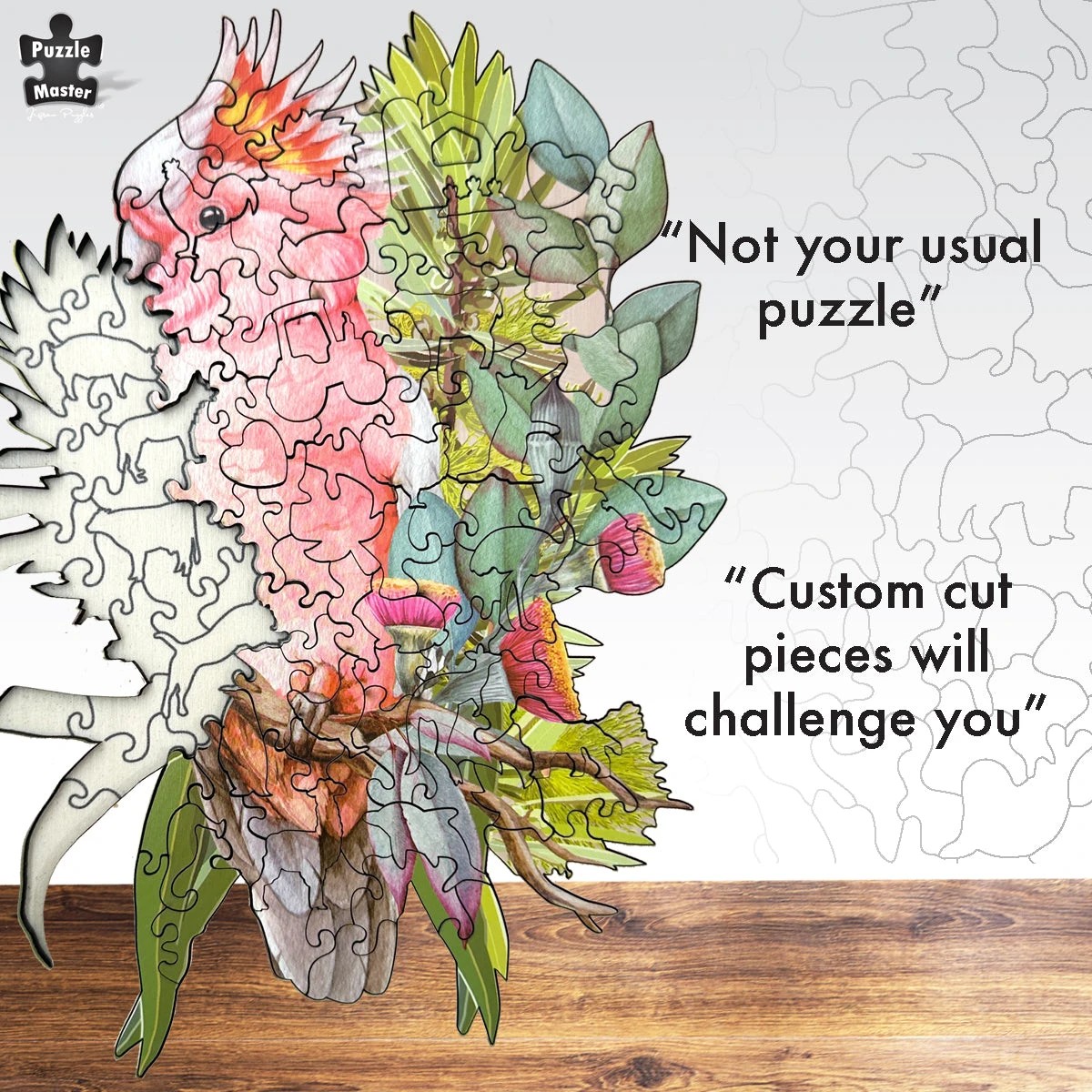 5 Puzzle Master Shaped Wooden Jigsaw Puzzle, Major Mitchell Cockatoo, 5 of 8