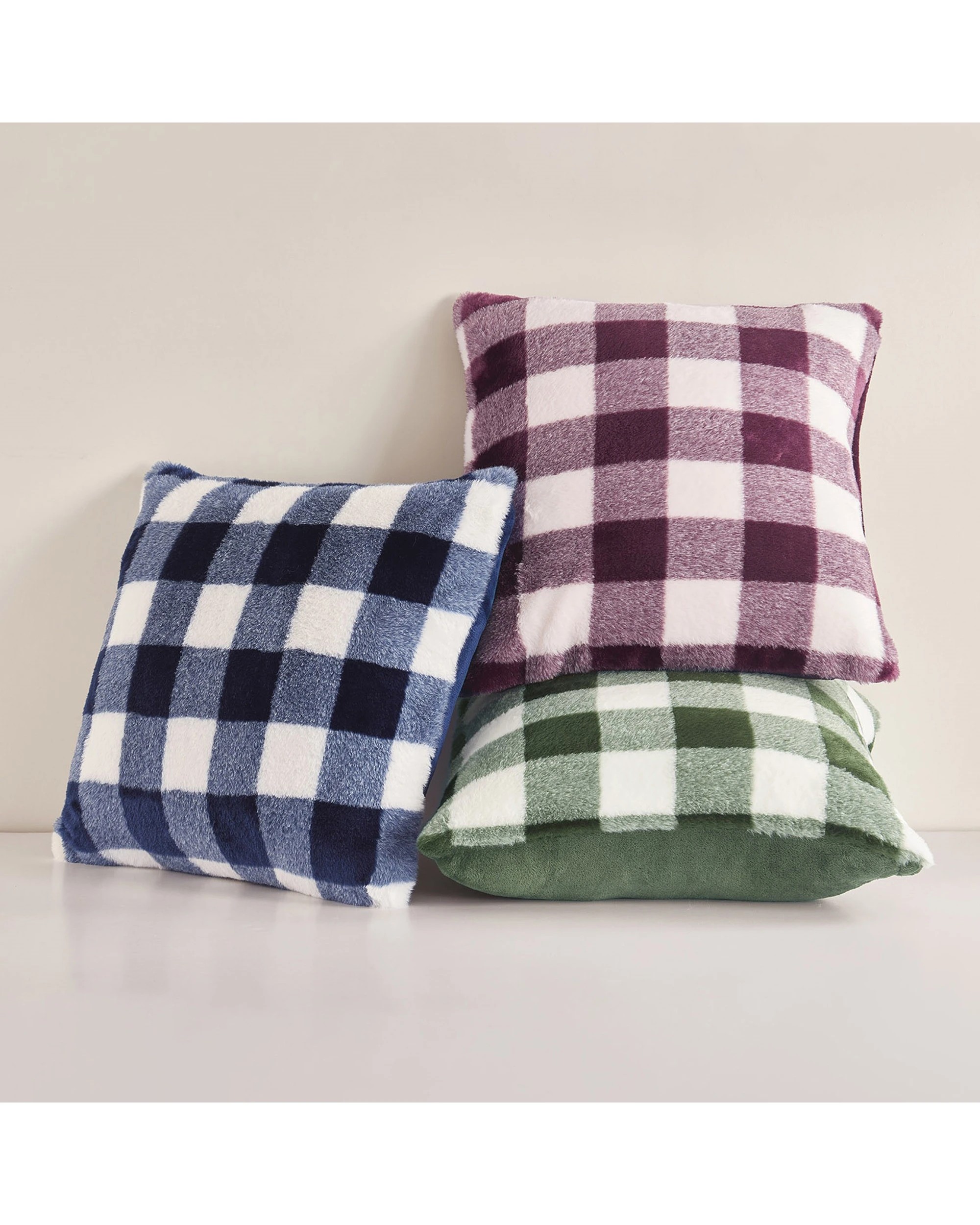 4 Dreamaker Gingham Plush Cushion 50x50cm - Midnight Blue, 4 of 6