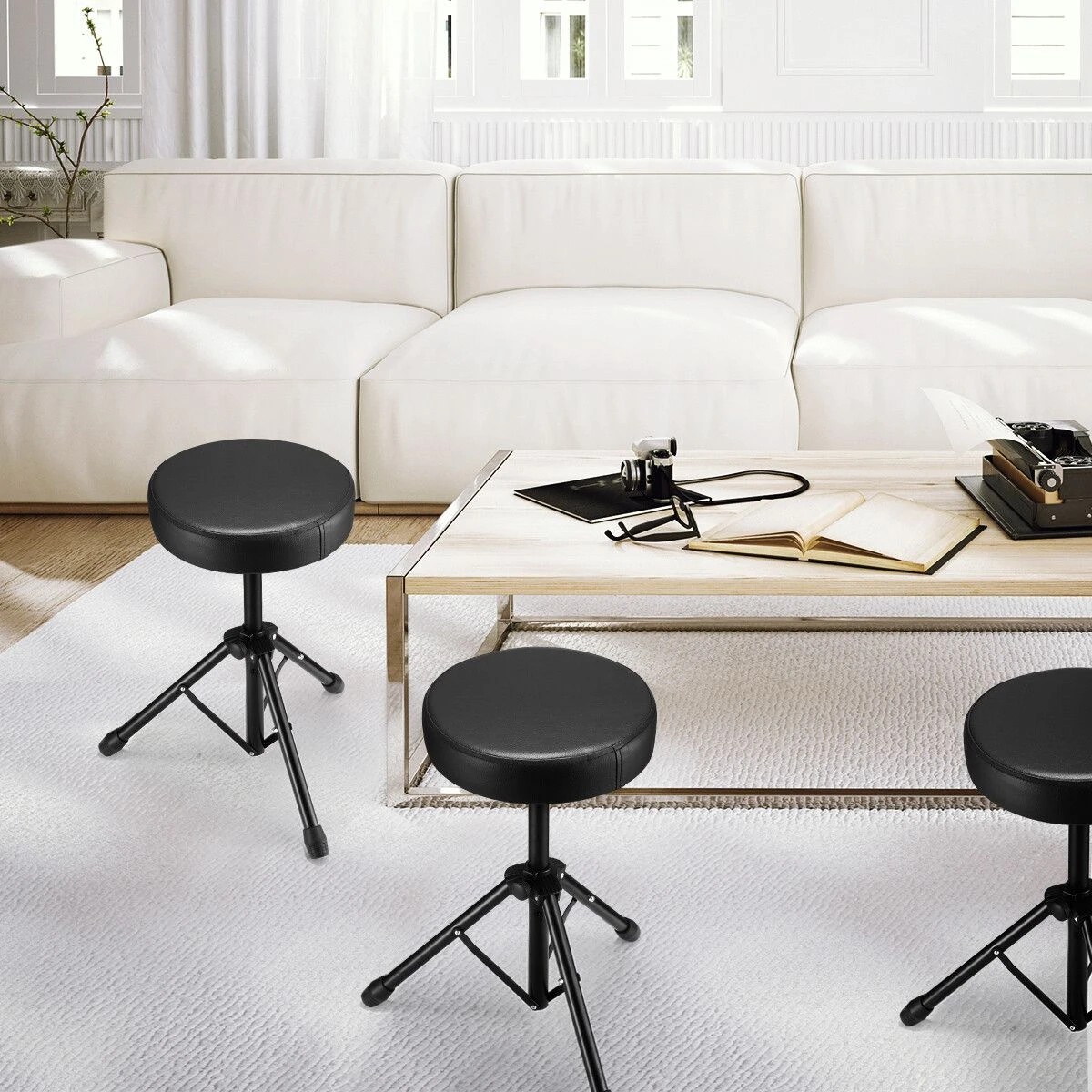 5 Melodic Drum Stool Throne Seat Chair Folding Padded Rotatable for Kids Adults, 5 of 7