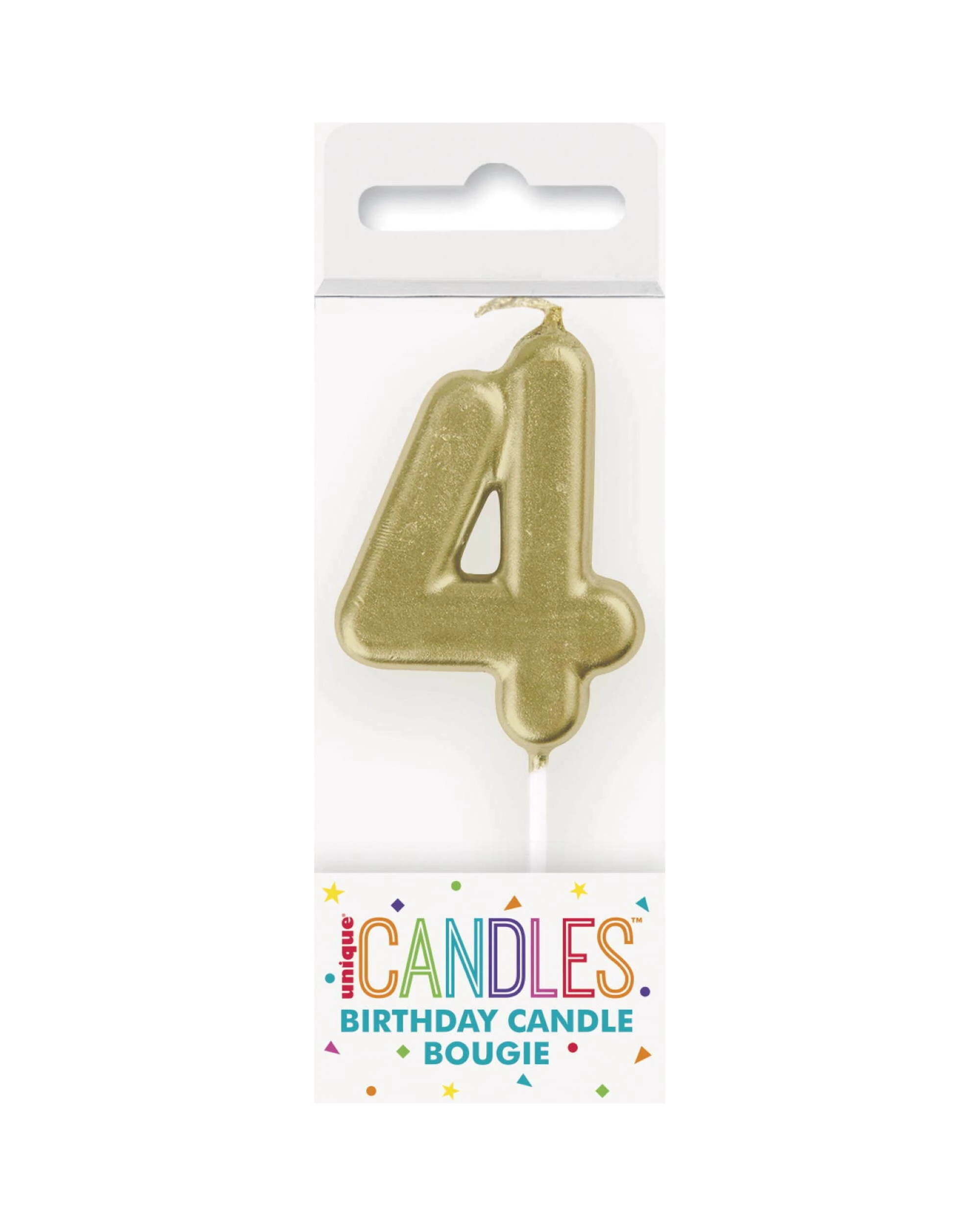 2 Unique Number 4 Candle - Gold, 2 of 2
