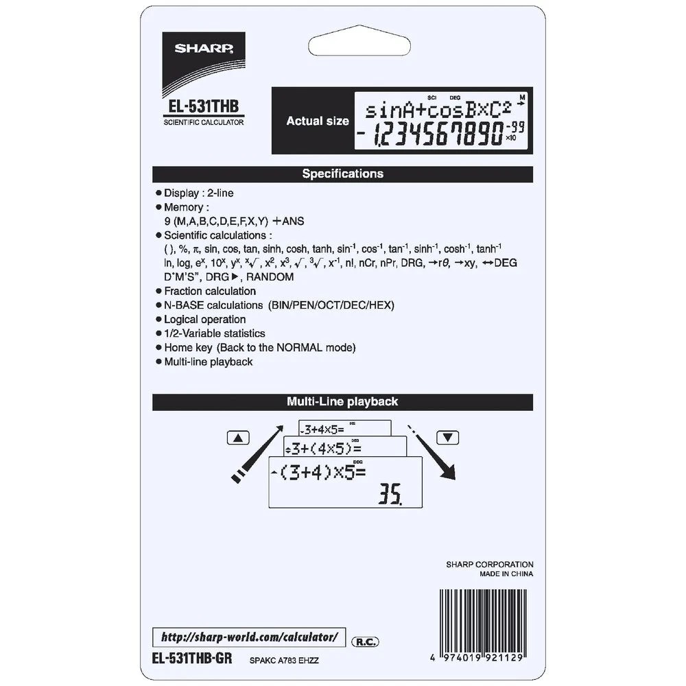 3 Sharp Scientific Calculator Black/Green EL-531TH, 3 of 3