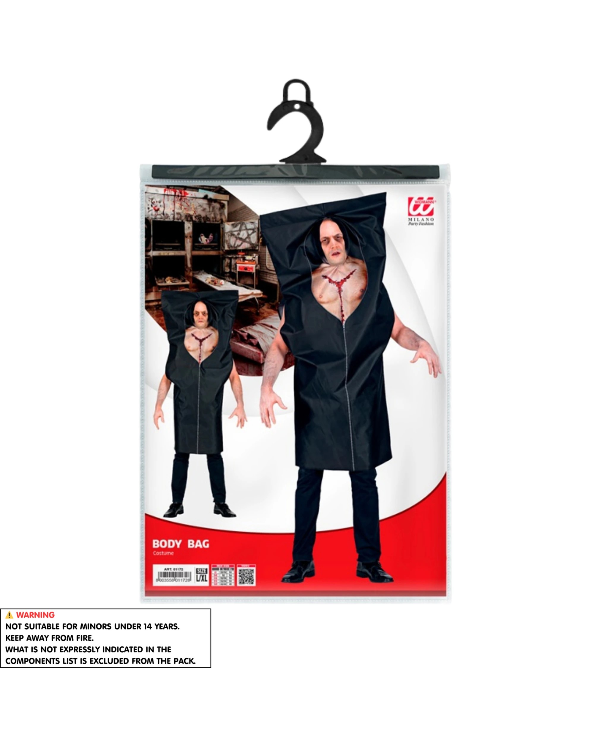 5 Tomfoolery Body Bag Adult Costume One Size L XL - L-XL - Black, 5 of 5