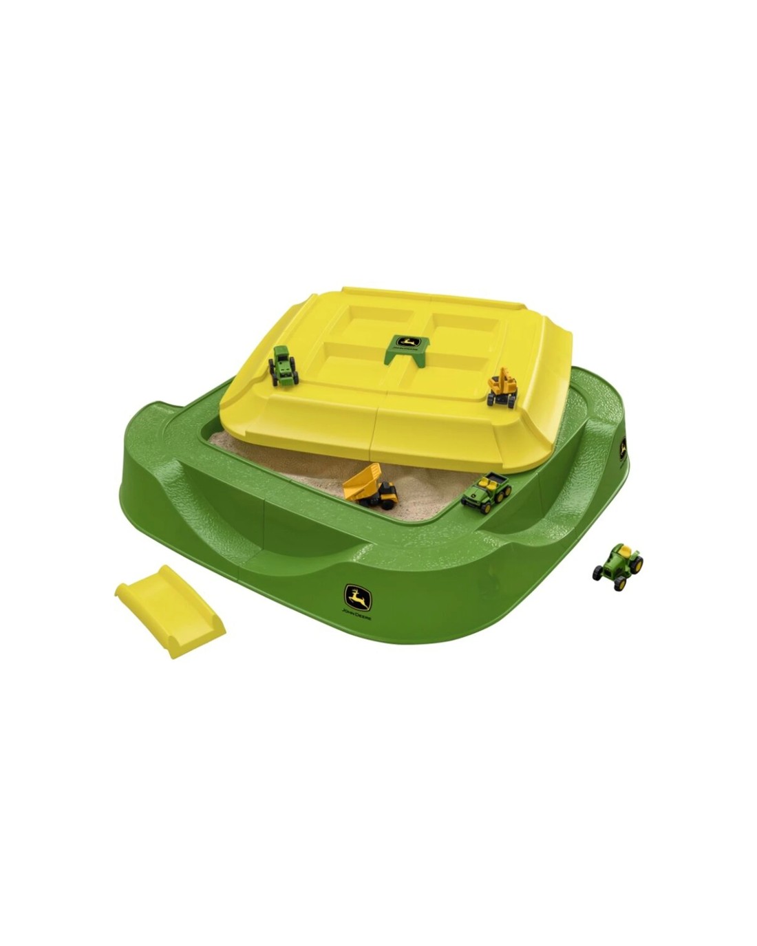 John Deere Worksite Sand Pit Box Play Set 5 Mini Vehicles and Cover 18m ...
