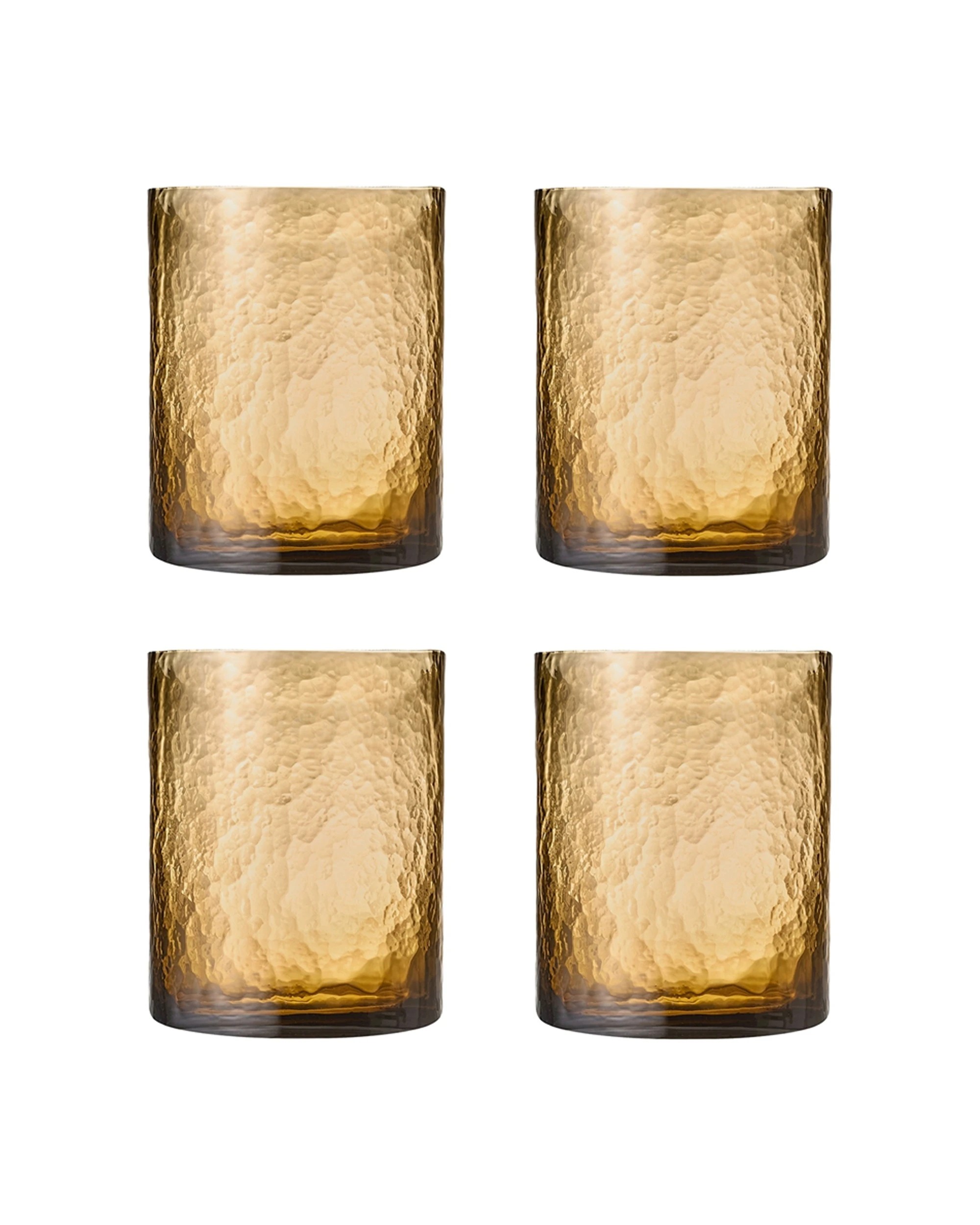1 Ecology 4pc Equinox Textured Tumbler Glass Set 370ml Hand-Formed Sienna Warm - Orange, 1 of 4