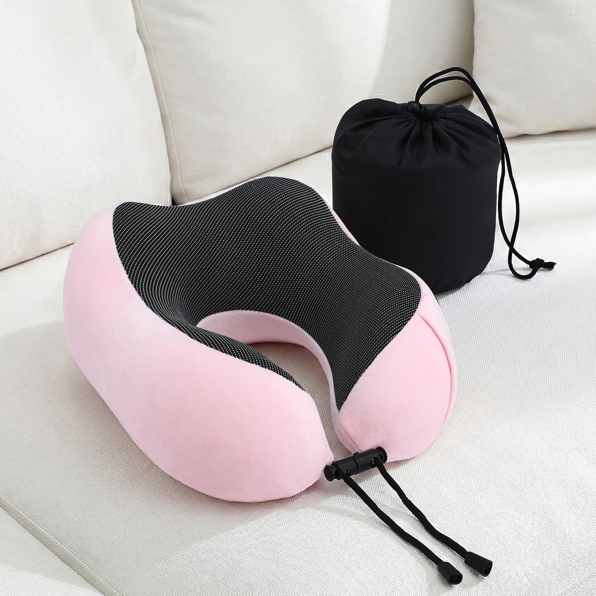 5 Wanderlite Travel Pillow for Airplanes Memory Foam Neck Pillows with Storage Bag - Pink, 5 of 5