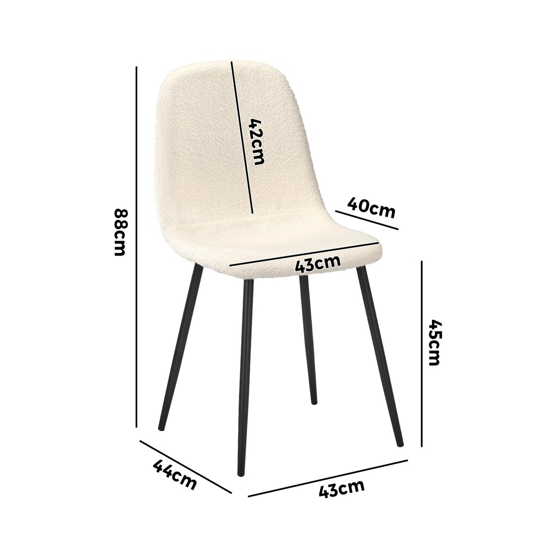6 Oikiture 4x Dining Chairs Kitchen Accent Chair Lounge Sherpa Seat Metal Legs
 - White, 6 of 10