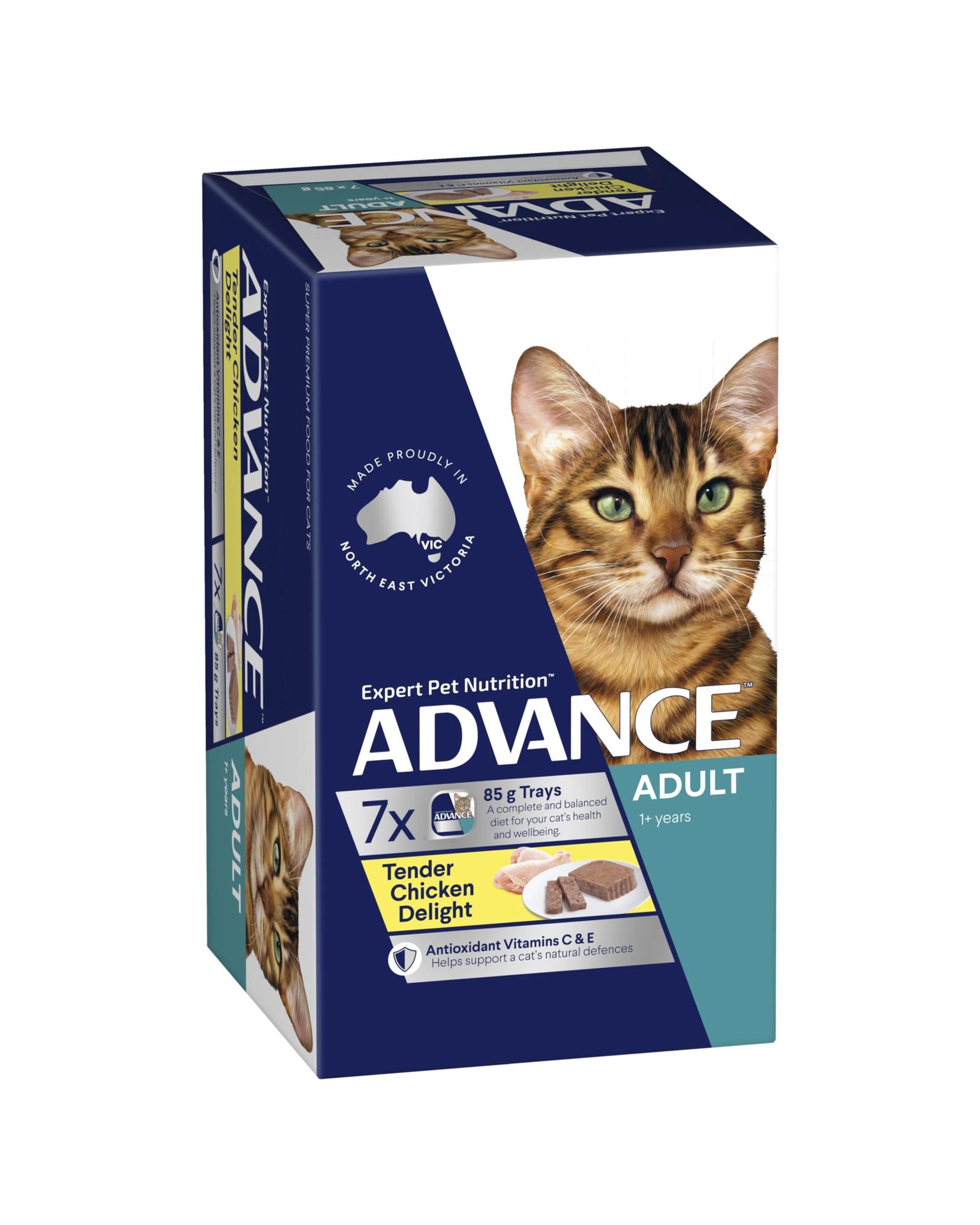 2 Advance Adult 1+ Wet Cat Food Tender Chicken Delight 7 x 85g, 2 of 3