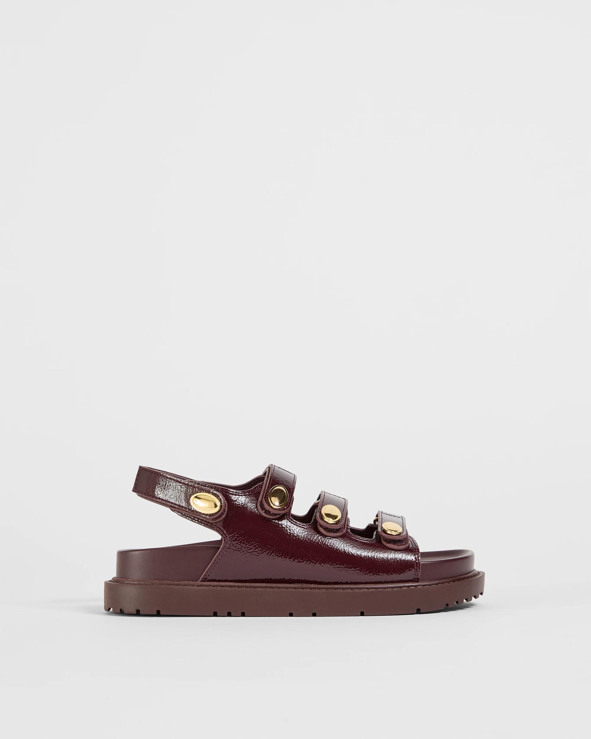1 Target Woman Triple Strap Footbed Sandal - Katty BURGUNDY CRINKLE, 1 of 3