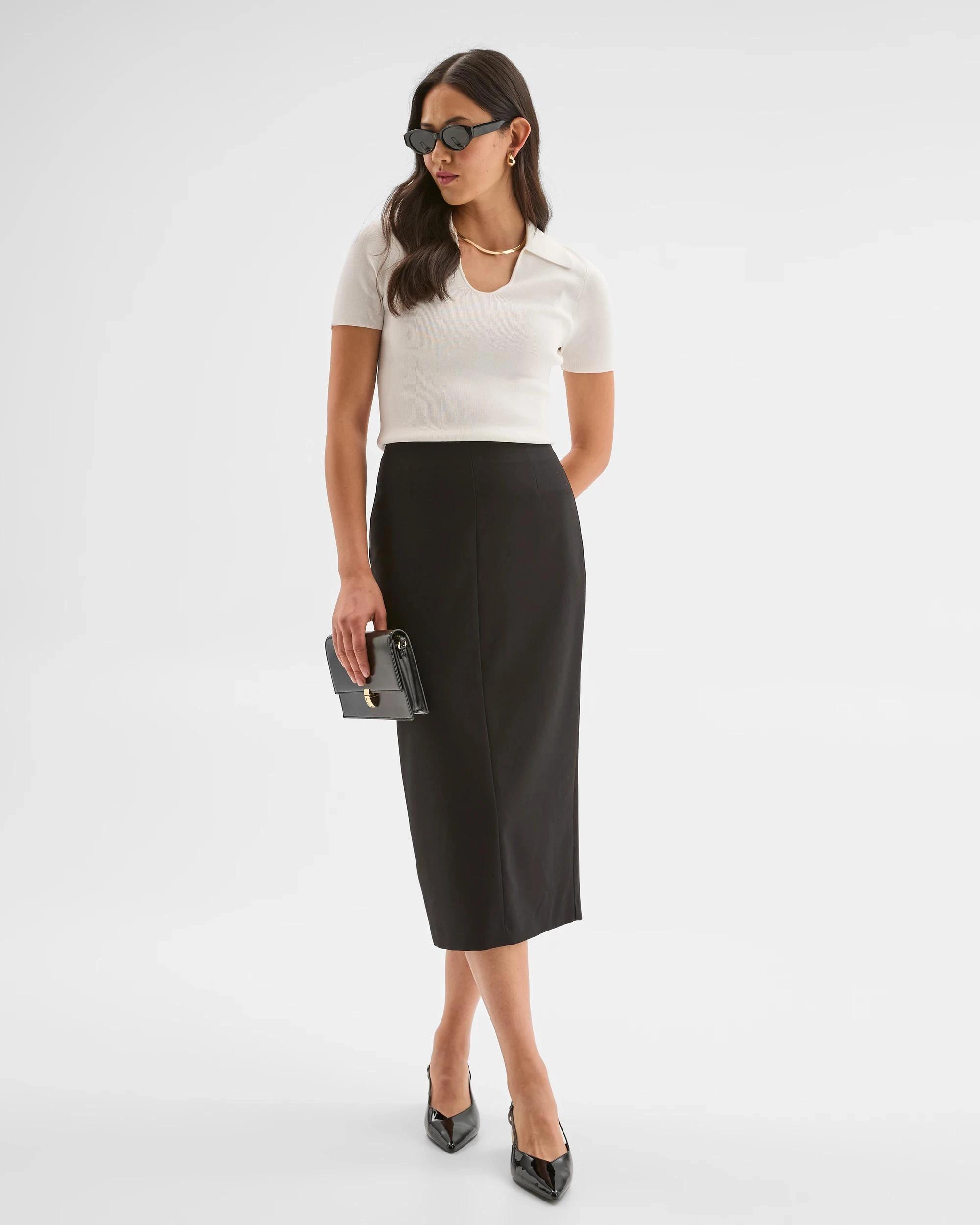 1 Preview Tailored Pencil Skirt BLACK, 1 of 7