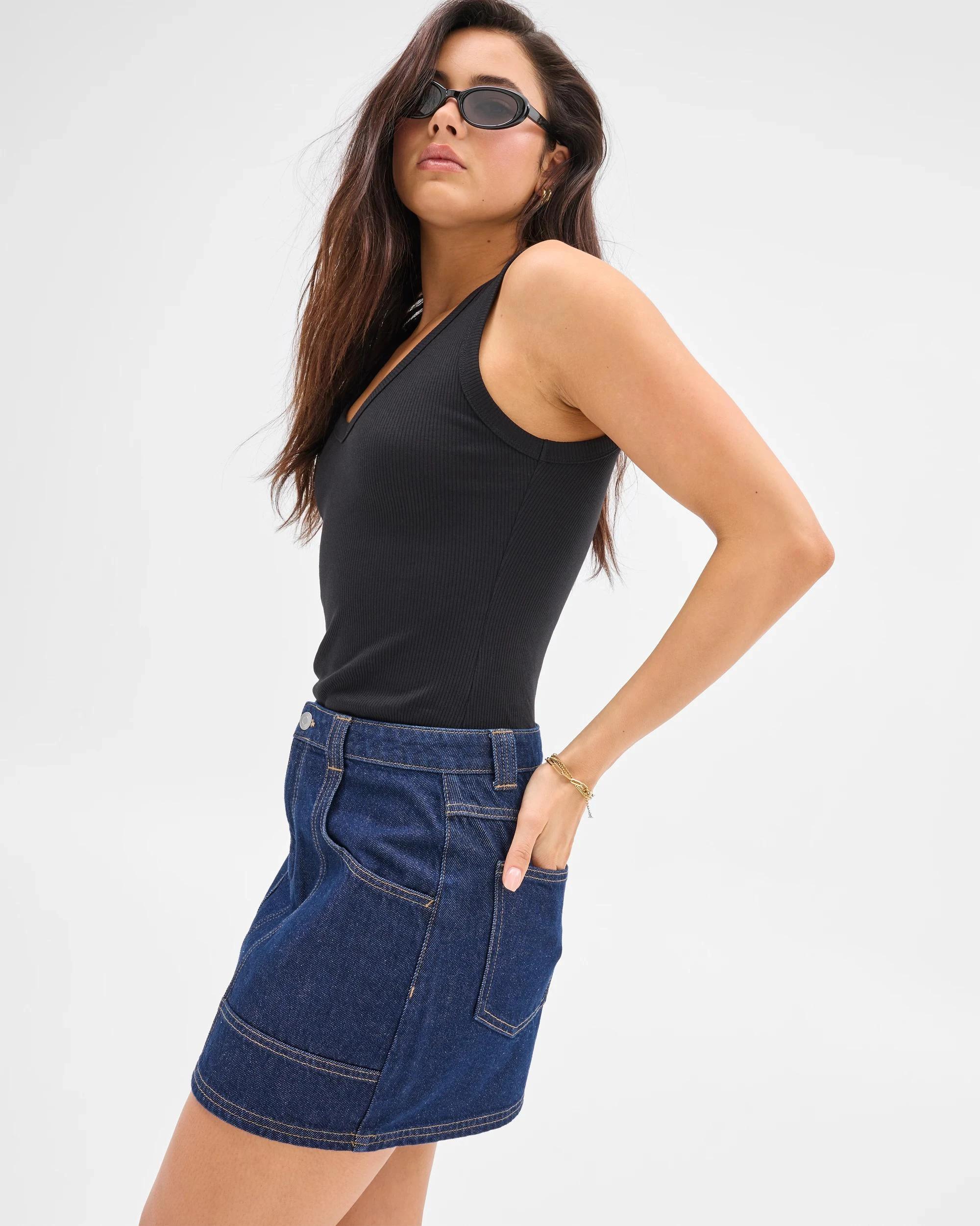 2 Patch Pocket Denim Mini Skirt - Lily Loves INDIGO, 2 of 8