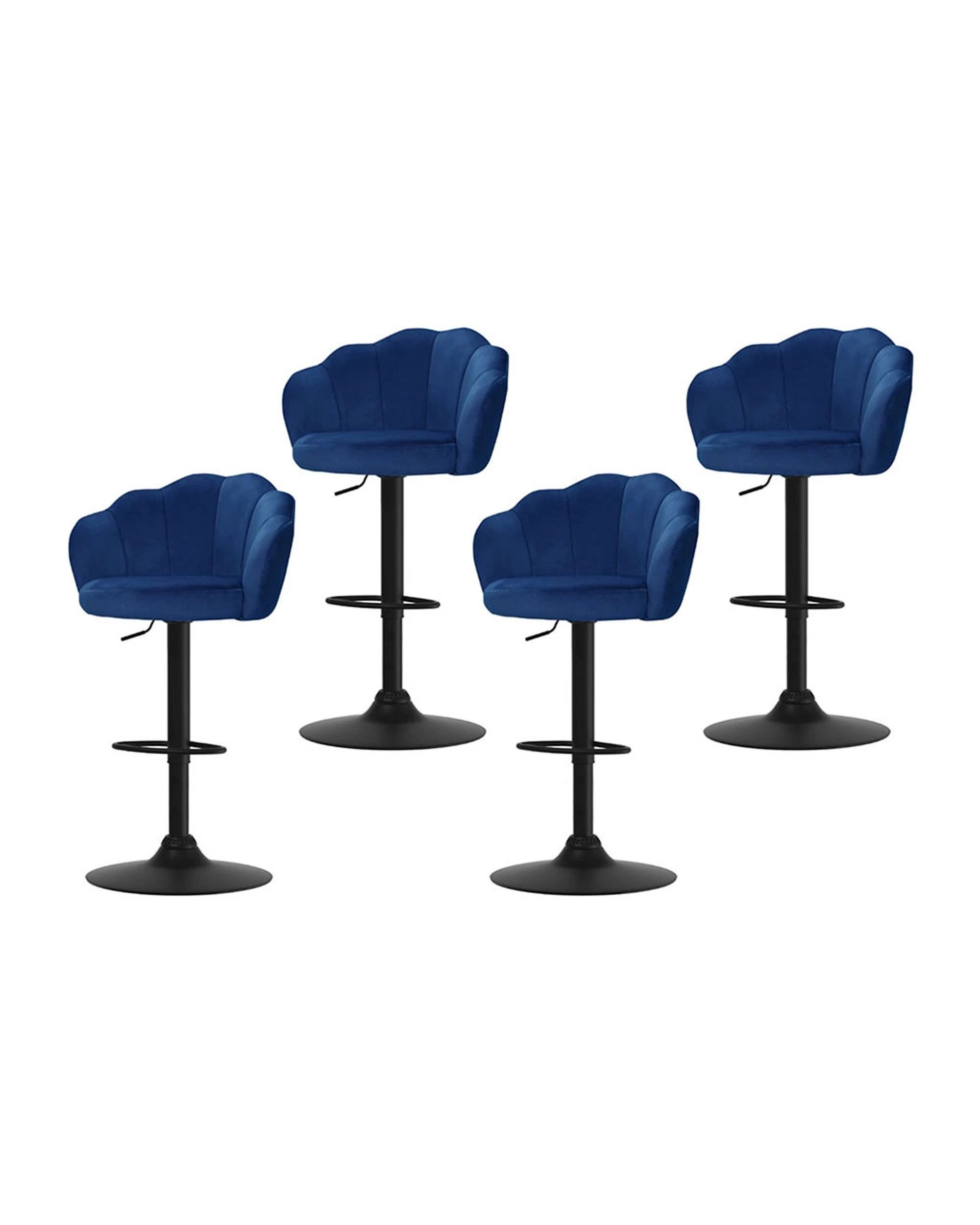 1 Artiss 4x Bar Stools Gas Lift Velvet - Blue, 1 of 4