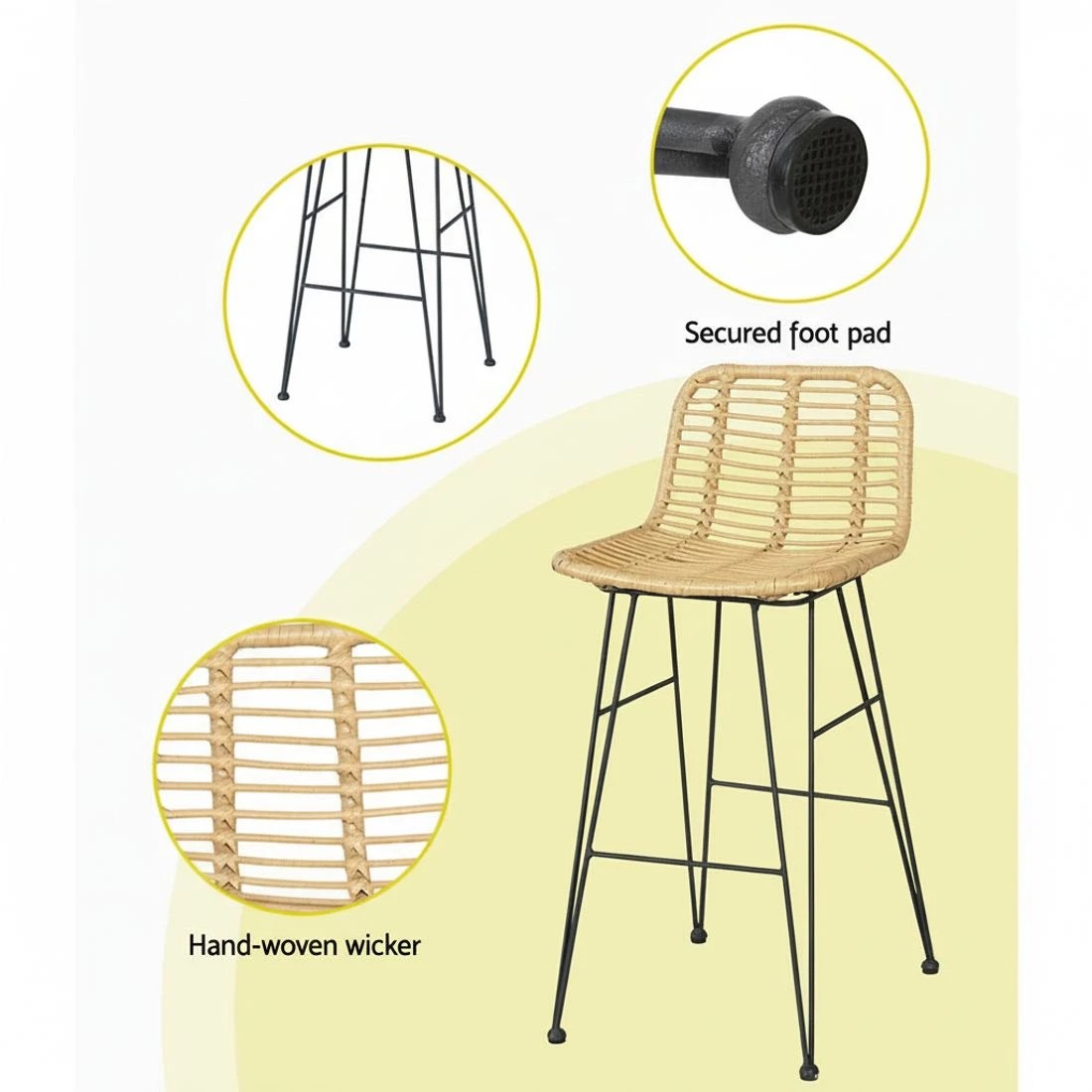 4 Gardeon 3-Piece Outdoor Bar Set Wicker Table Chairs Patio - Multi, 4 of 5