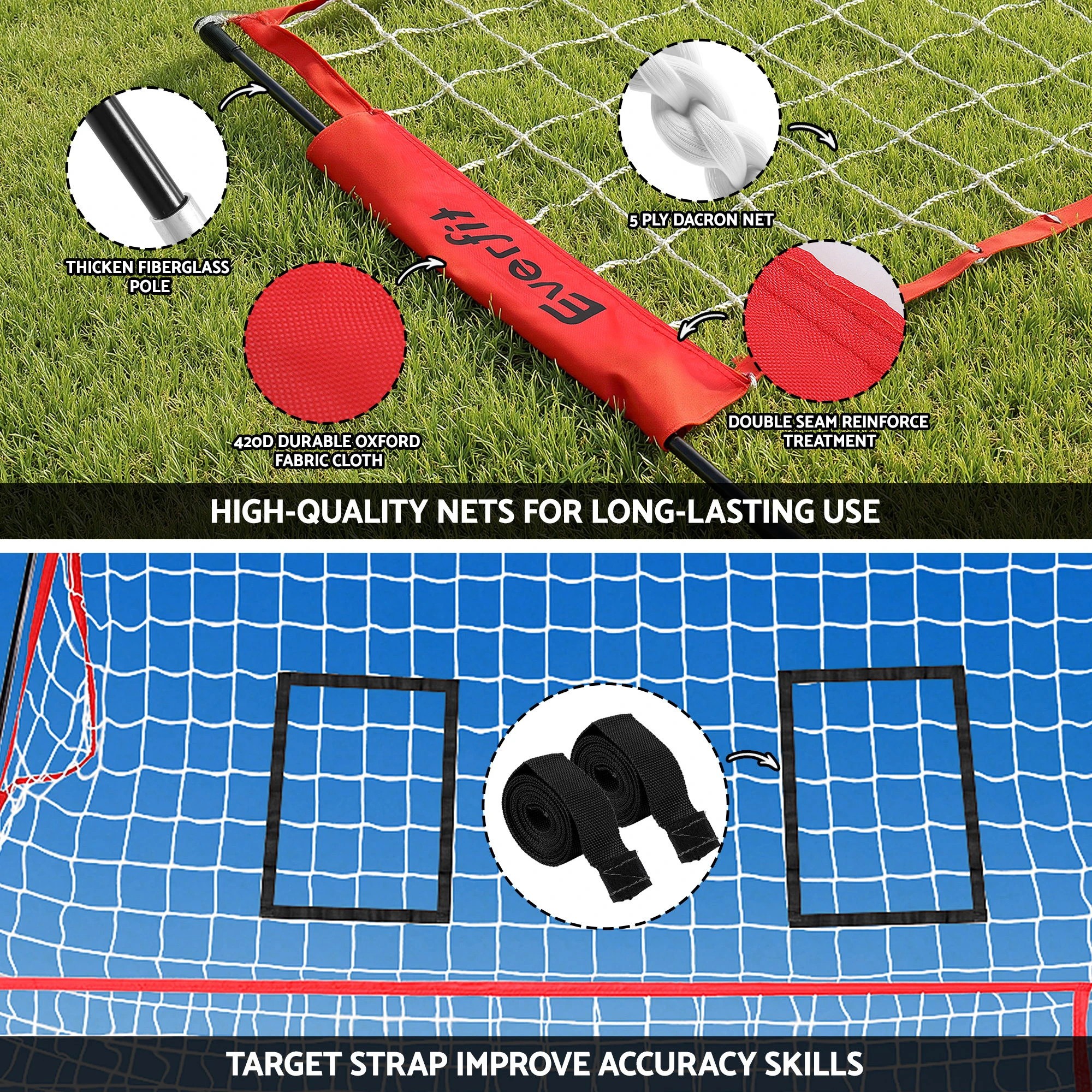 7 Everfit 8ft Volleyball Net Training Equipment Adjustable Height Portable with Ball and Bag - Red, 7 of 8