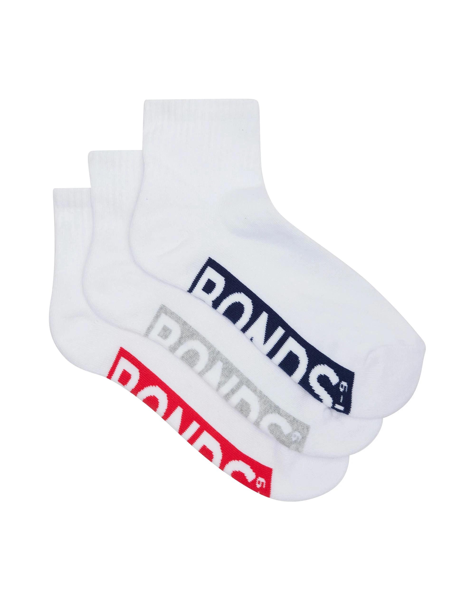 1 Cotton Blend Quarter Crew Socks 3 Pack - Bonds WHITE, 1 of 3