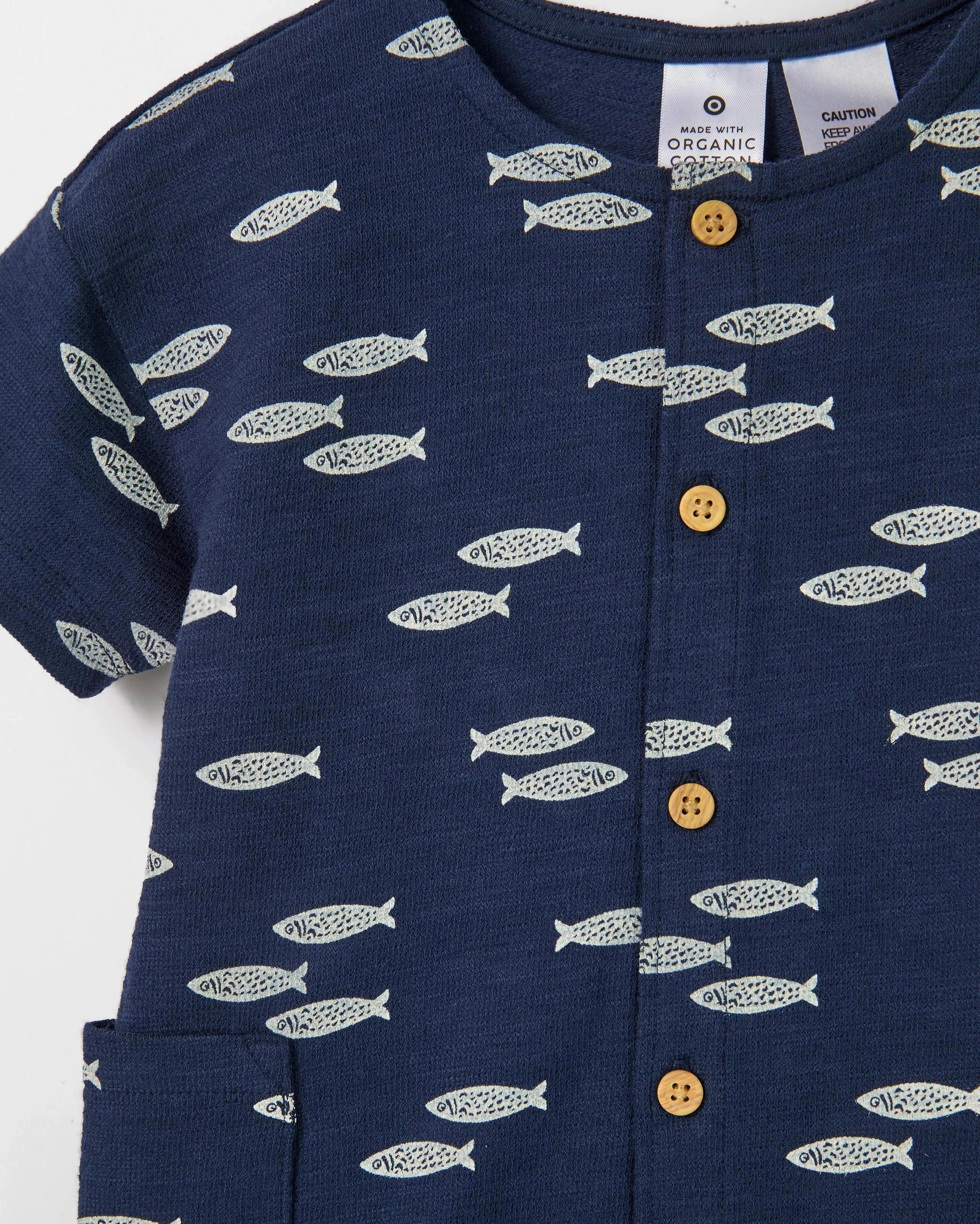 3 Target Organic Cotton Baby Romper FISH STEELE, 3 of 4