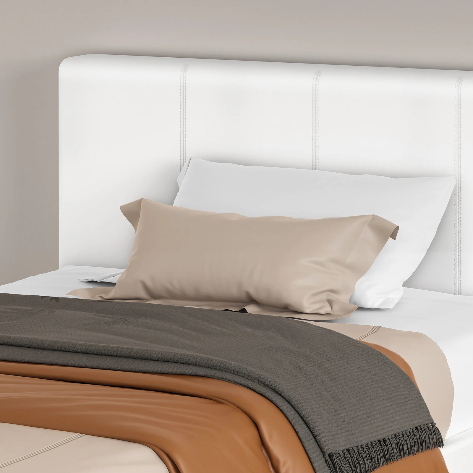 5 Alfordson Bed Frame Single Size Gas Lift Storage Base Leather Tricia - White, 5 of 10